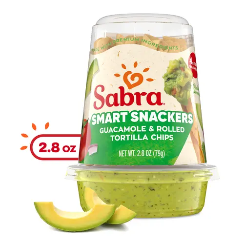 Sabra Snackers Fresh Guacamole Dip and Rolled Tortilla Chips, Made with Real Hass Avocados, 2.8 oz (1 Pack)