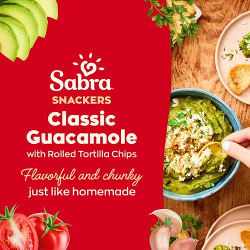 Sabra Snackers Fresh Guacamole Dip and Rolled Tortilla Chips, Made with Real Hass Avocados, 2.8 oz (1 Pack) thumbnail 2