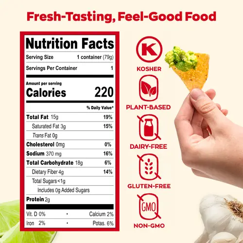 Sabra Snackers Fresh Guacamole Dip and Rolled Tortilla Chips, Made with Real Hass Avocados, 2.8 oz (1 Pack) thumbnail 3