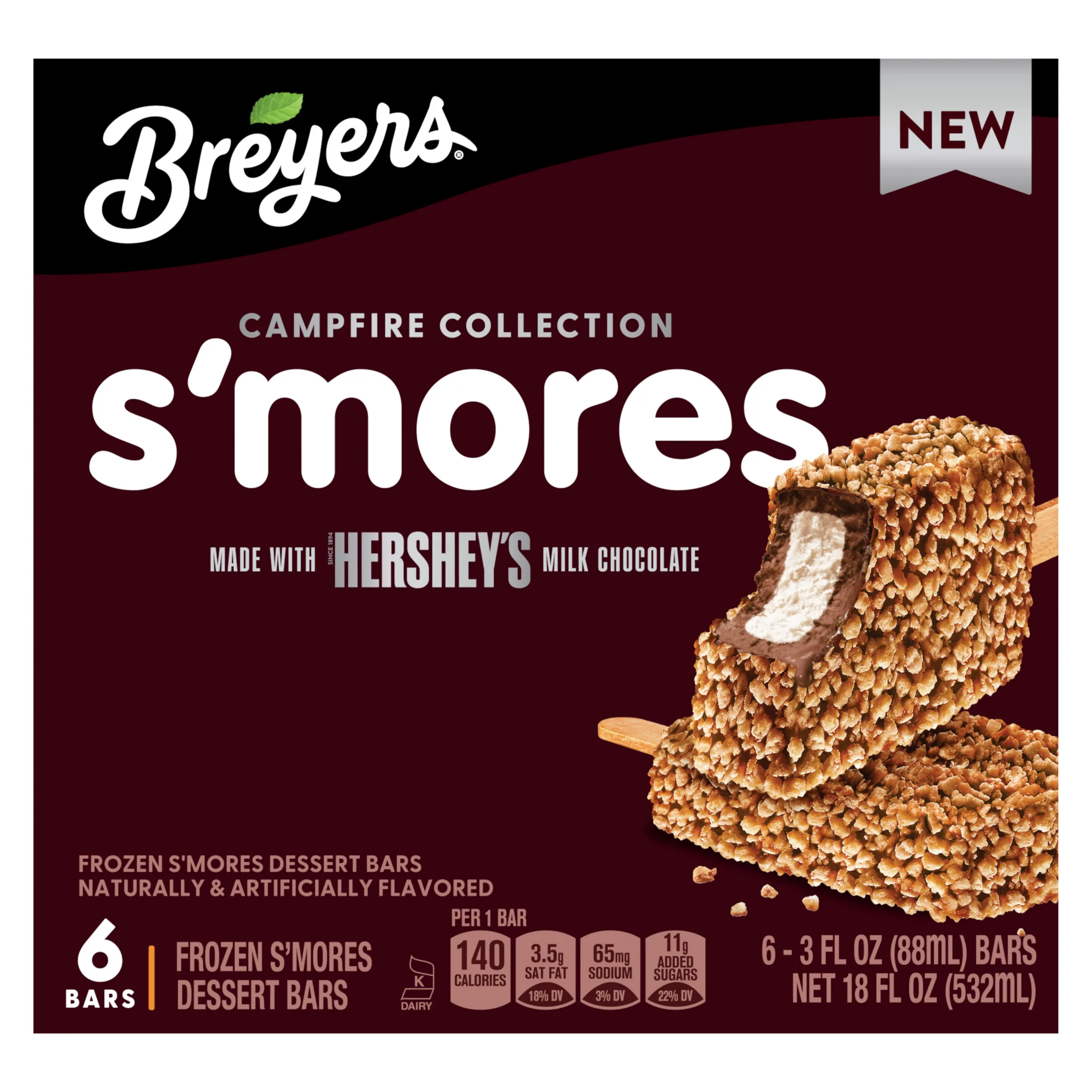 Breyers Campfire Collection S'mores Bar Ice Cream made with Hershey's milk chocolate 18 fl oz 6 Ct
