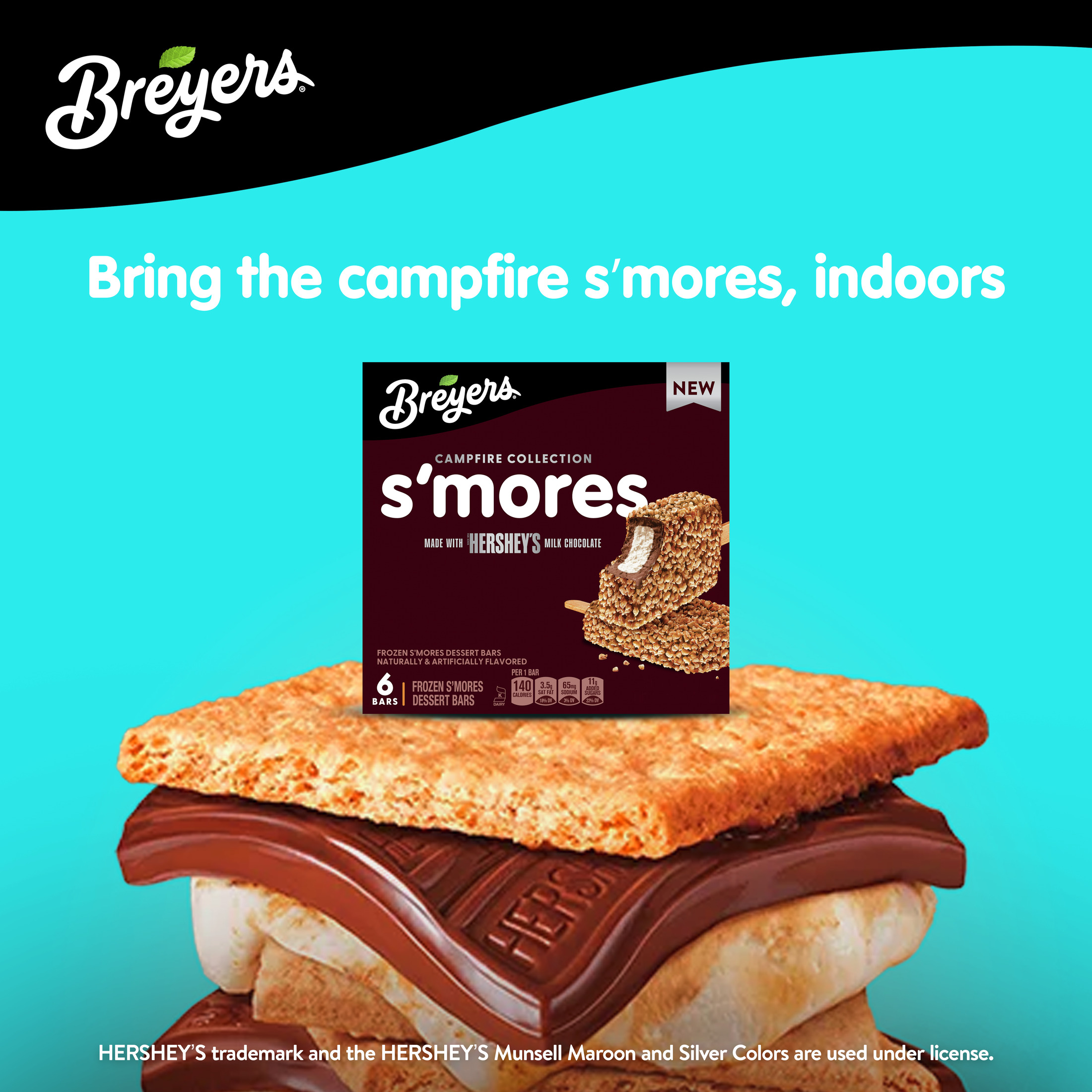 Breyers Campfire Collection S'mores Bar Ice Cream made with Hershey's milk chocolate 18 fl oz 6 Ct thumbnail 4