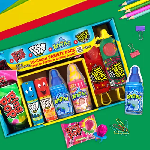 Ring Pop, Push Pop, Baby Bottle Pop, Juicy Drop Pop, Lollipop Variety Pack, 12.4 oz, 18 Pieces thumbnail 4