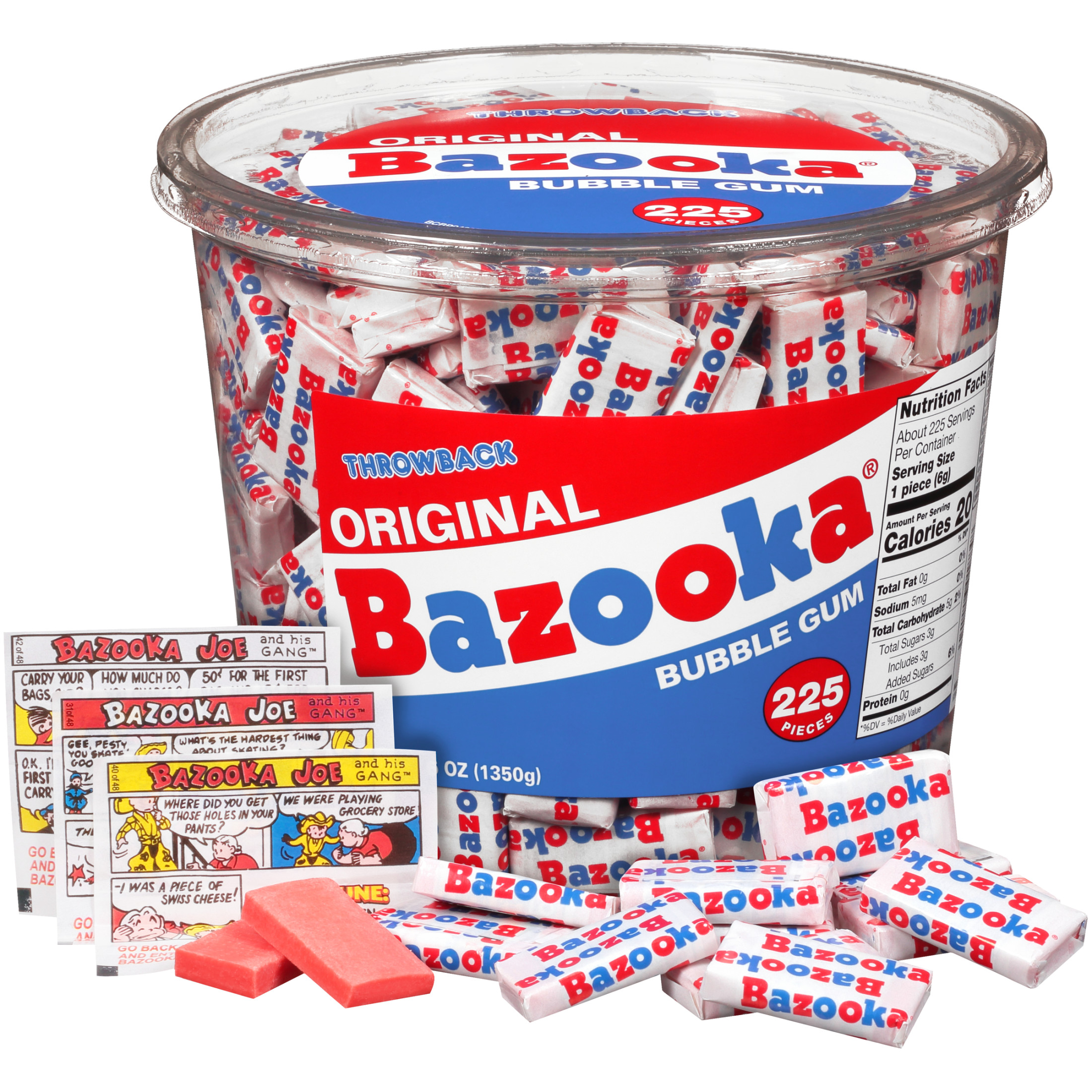 Bazooka Bubble Gum Individually Wrapped, Original Flavor, Gluten-Free, 225 Pieces