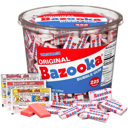 Bazooka Bubble Gum Individually Wrapped, Original Flavor, Gluten-Free, 225 Pieces