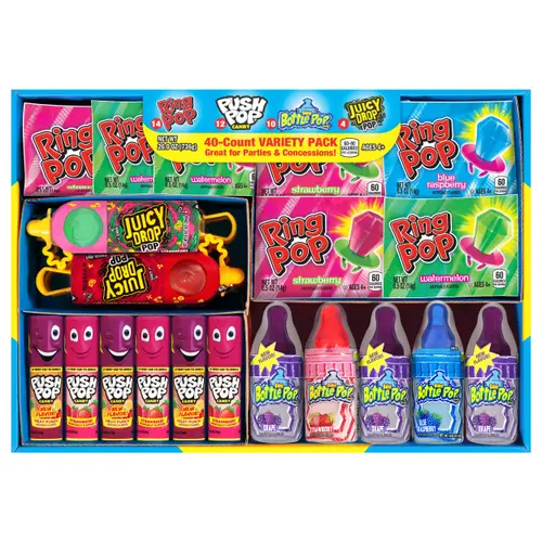 Ring Pop, Push Pop, Baby Bottle Pop, Juicy Drop Pop, Lollipop Variety Pack, 26 oz, 40 Pieces