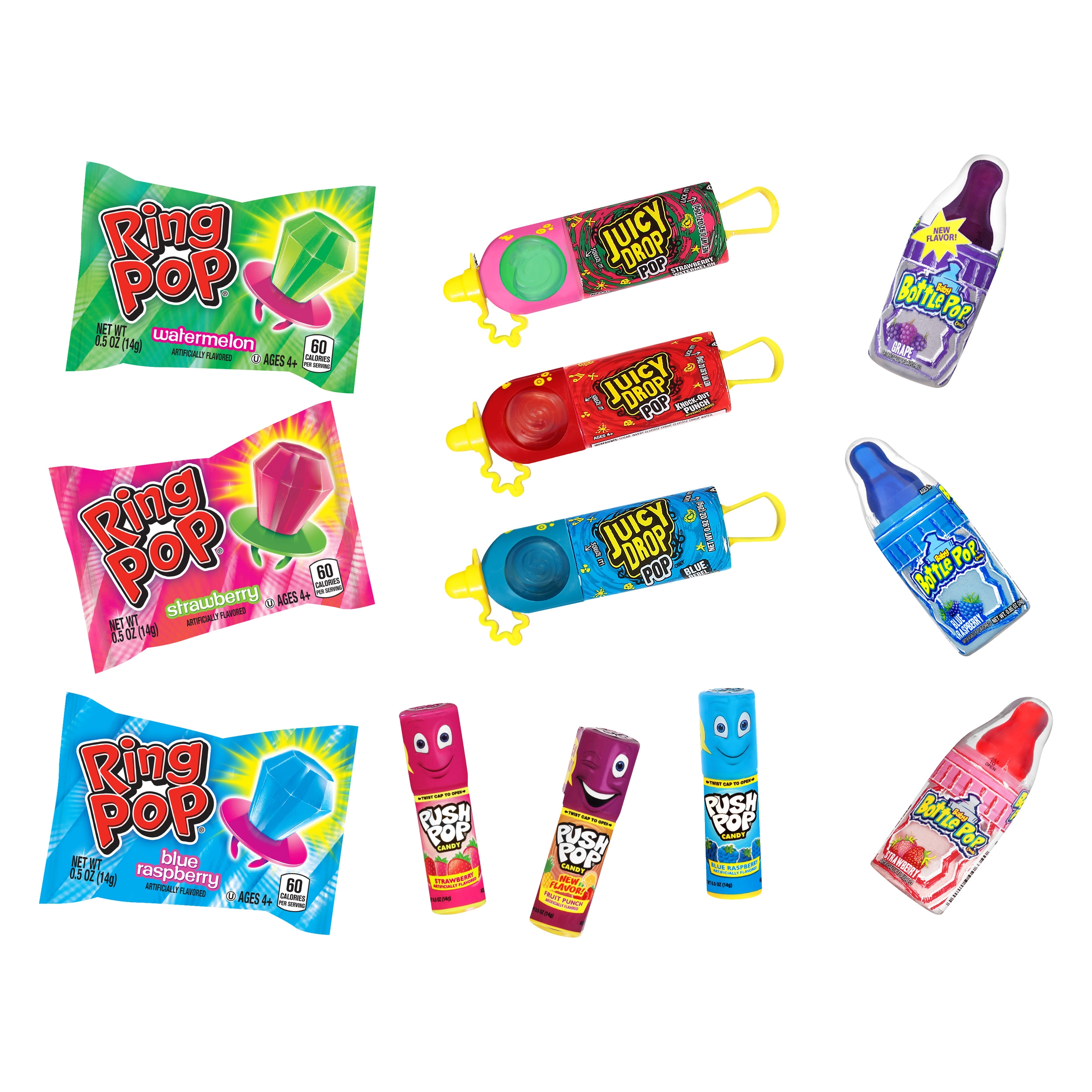 Ring Pop, Push Pop, Baby Bottle Pop, Juicy Drop Pop, Lollipop Variety Pack, 26 oz, 40 Pieces thumbnail 3