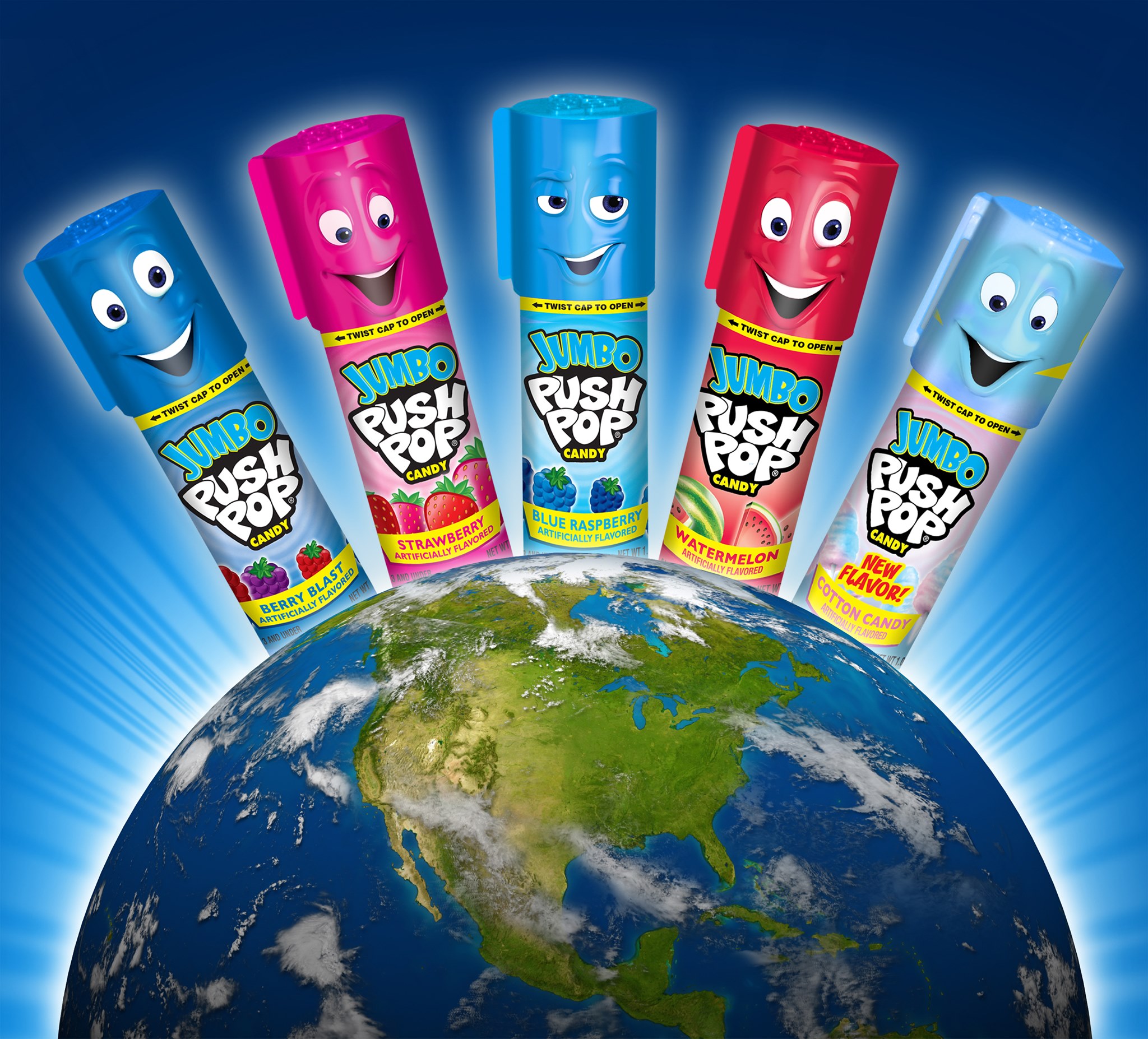 Jumbo Push Pop,Gluten-Free, Assorted Flavors Lollipops, 5.3 oz, 5 Count Bag thumbnail 4