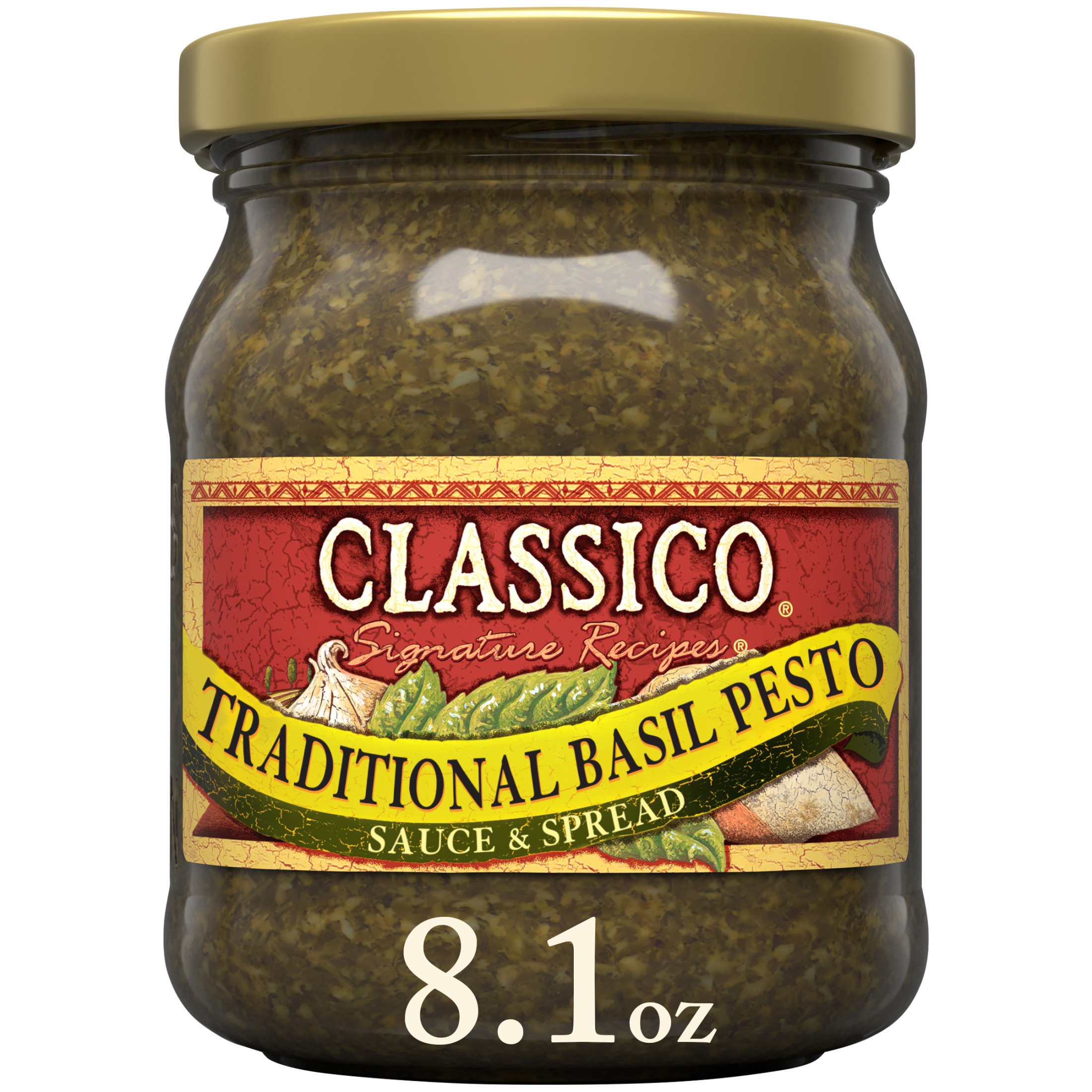 Classico Signature Recipes Traditional Basil Pesto Sauce & Spread, 8.1 oz. Jar