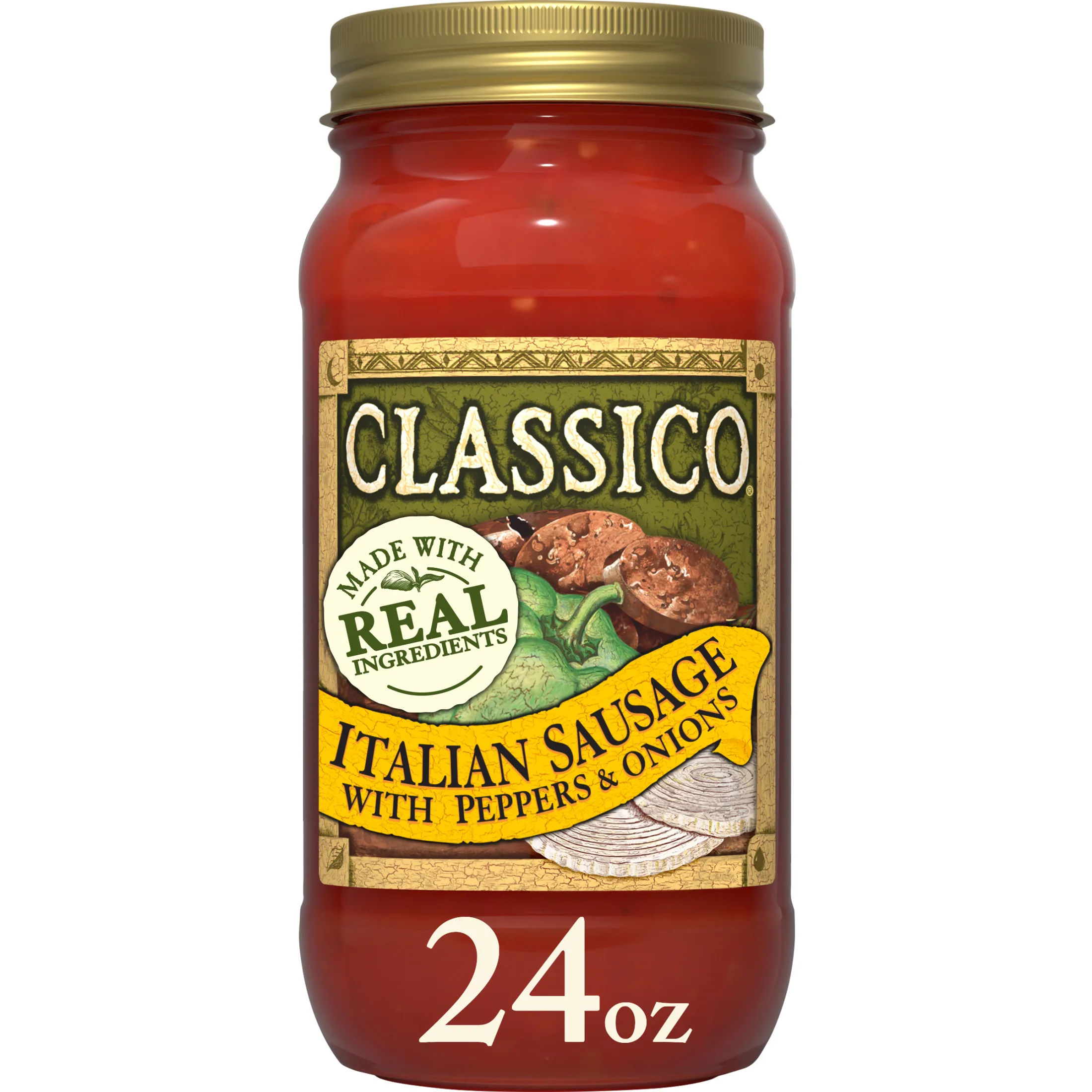 Classico Italian Sausage Spaghetti Pasta Sauce with Peppers & Onions, 24 oz. Jar