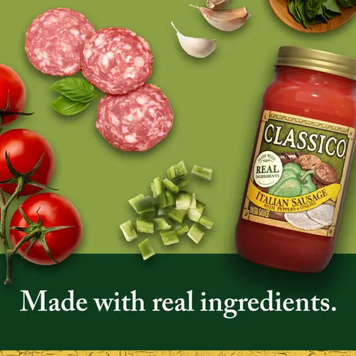 Classico Italian Sausage Spaghetti Pasta Sauce with Peppers & Onions, 24 oz. Jar thumbnail 2