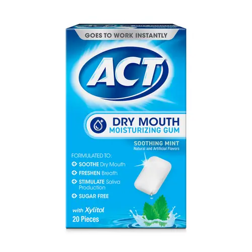 ACT Dry Mouth Moisturizing Gum With Xylitol, Soothing Mint, 20 ct. thumbnail 2