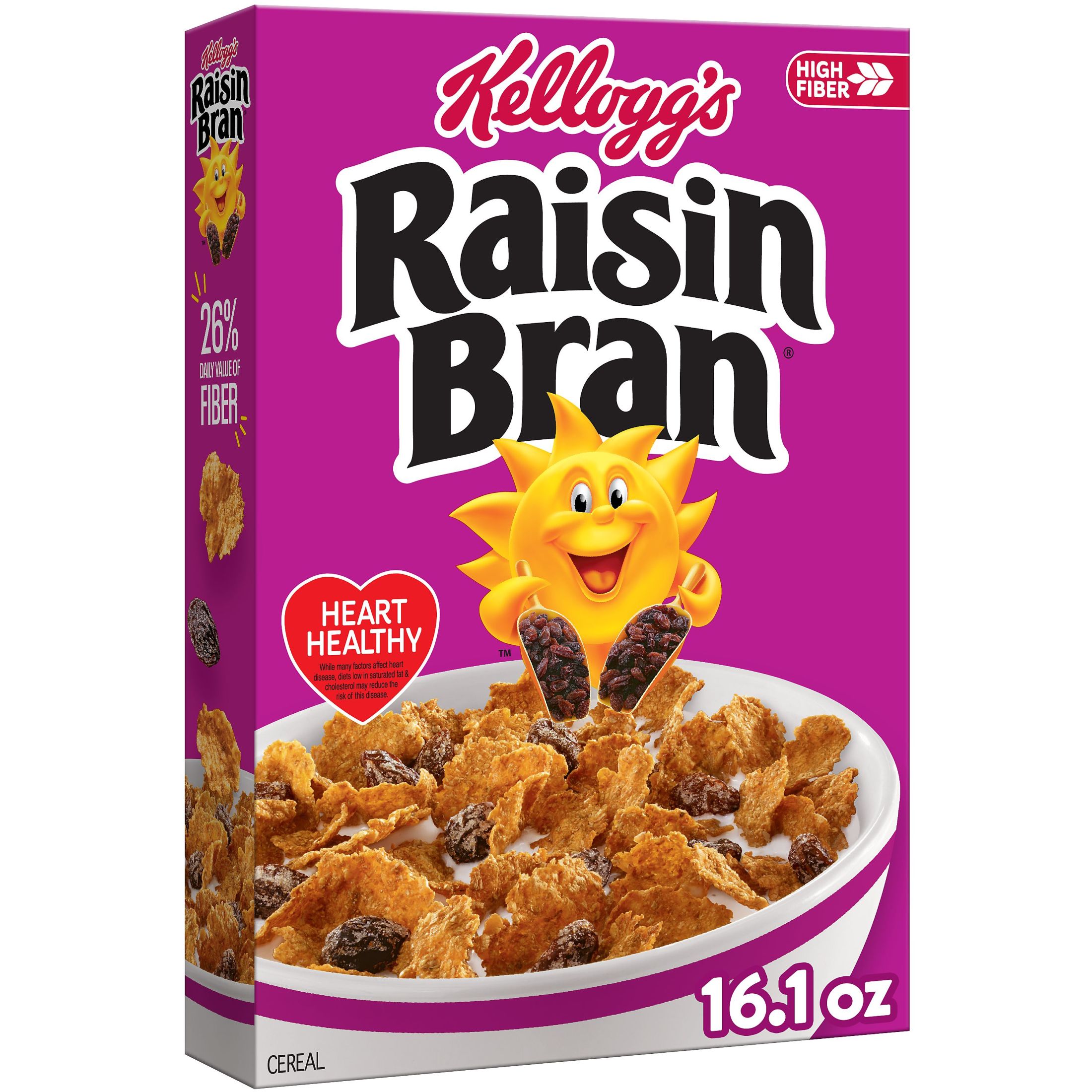 (10 pack) Kellogg's Raisin Bran Breakfast Cereal, Fiber Cereal, Family Breakfast, Original, 16.1oz Box (1 Box) thumbnail 2