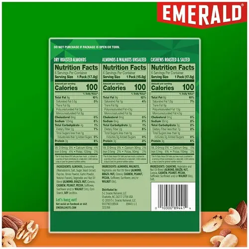 Emerald Nuts Variety Pack, 100 Calorie Almonds, Walnuts, Cashews, 18 Count thumbnail 2