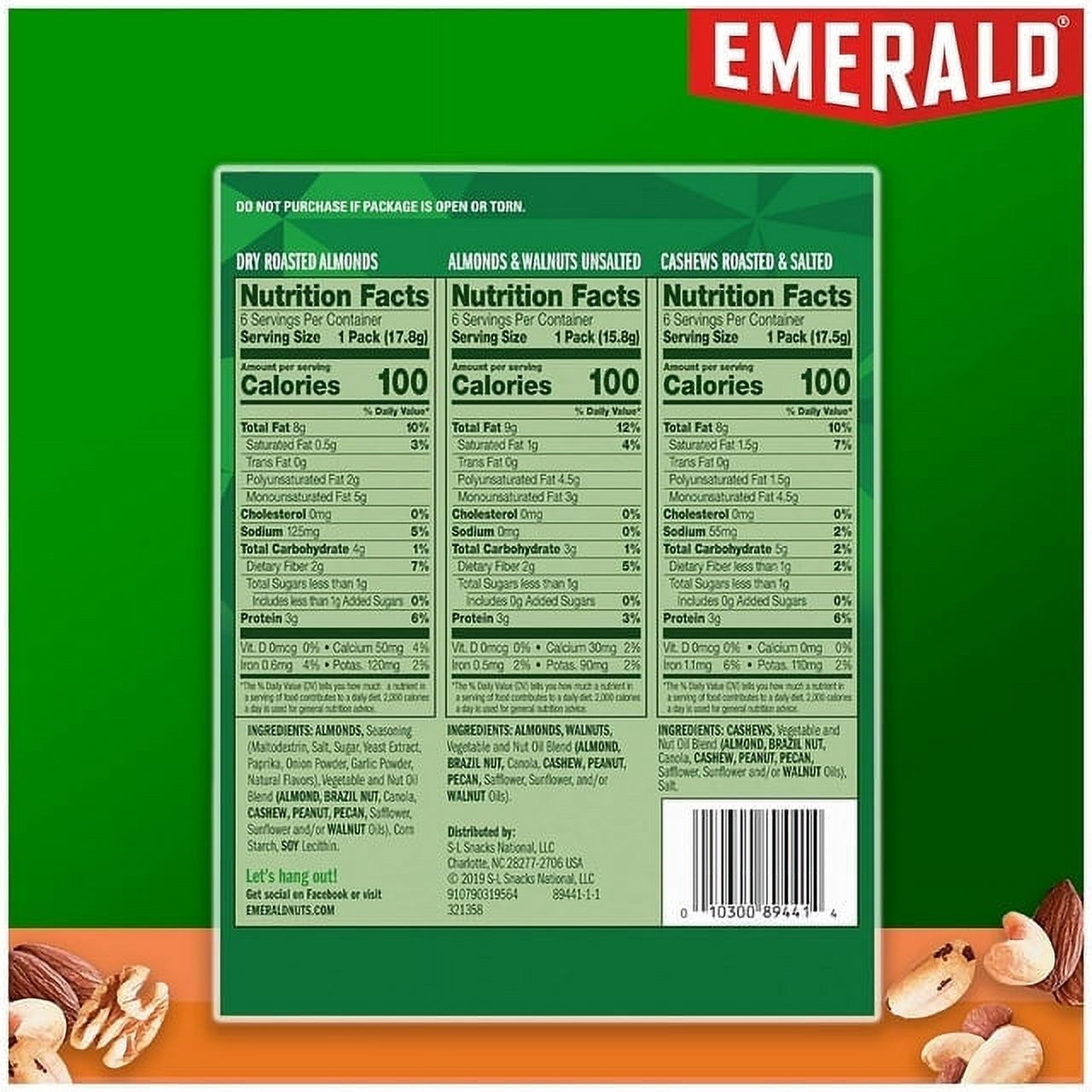 Emerald Nuts Variety Pack, 100 Calorie Almonds, Walnuts, Cashews, 18 Count thumbnail 3