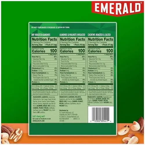Emerald Nuts Variety Pack, 100 Calorie Almonds, Walnuts, Cashews, 18 Count thumbnail 3