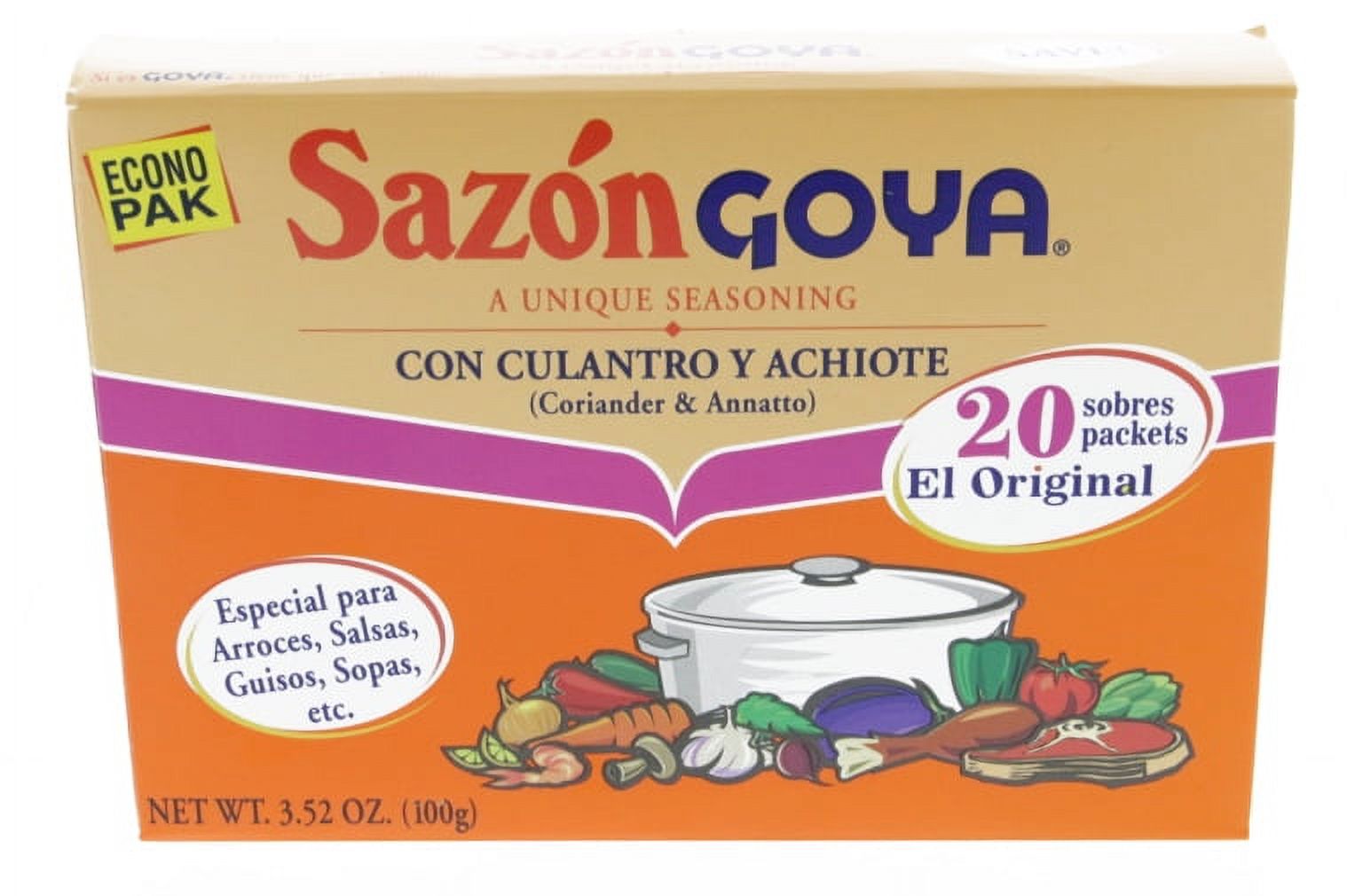 Goya Corainder & Annatto Seasoning 20 Pack - Sazon Culantro y Achiote