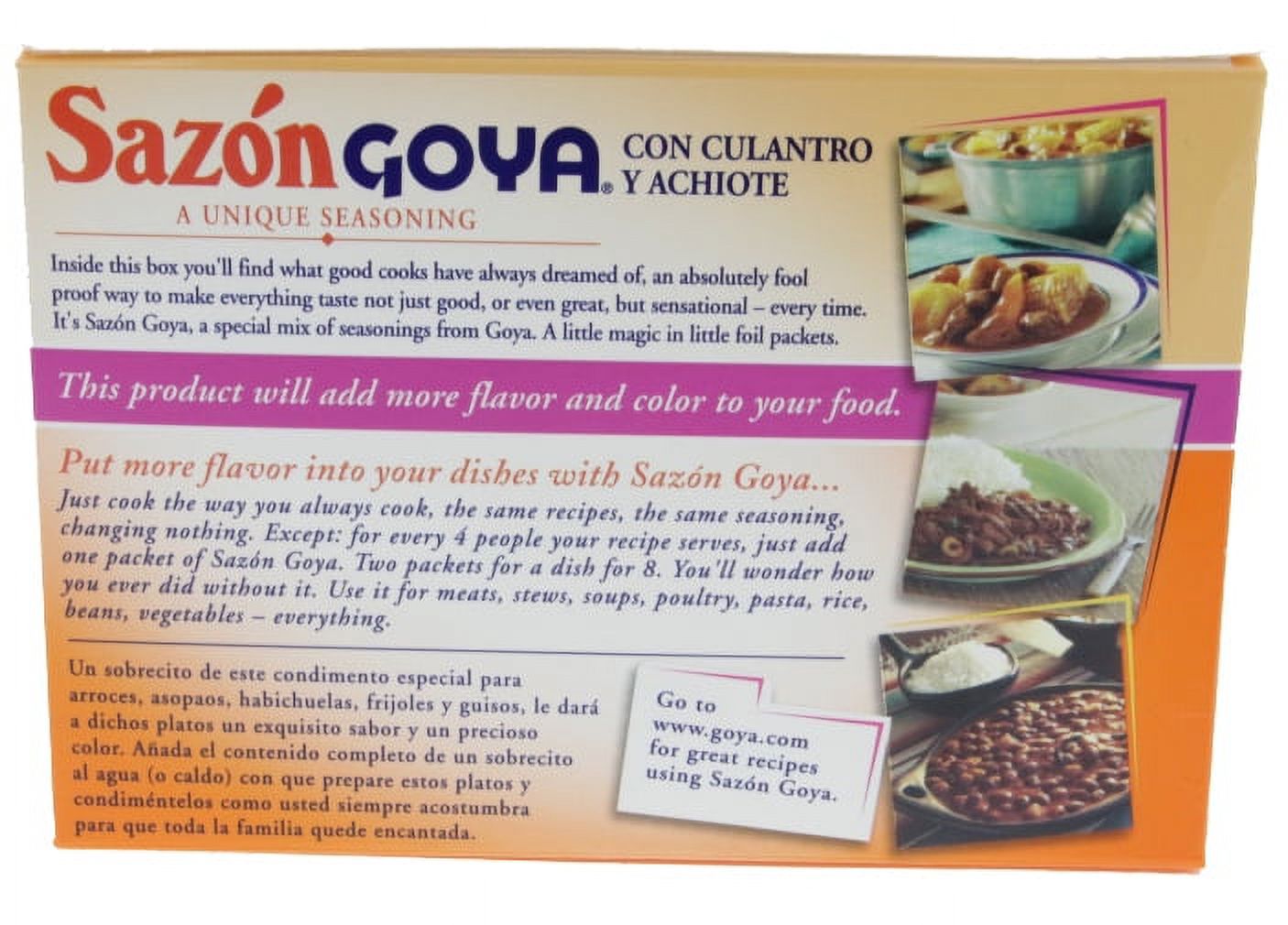 Goya Corainder & Annatto Seasoning 20 Pack - Sazon Culantro y Achiote thumbnail 2