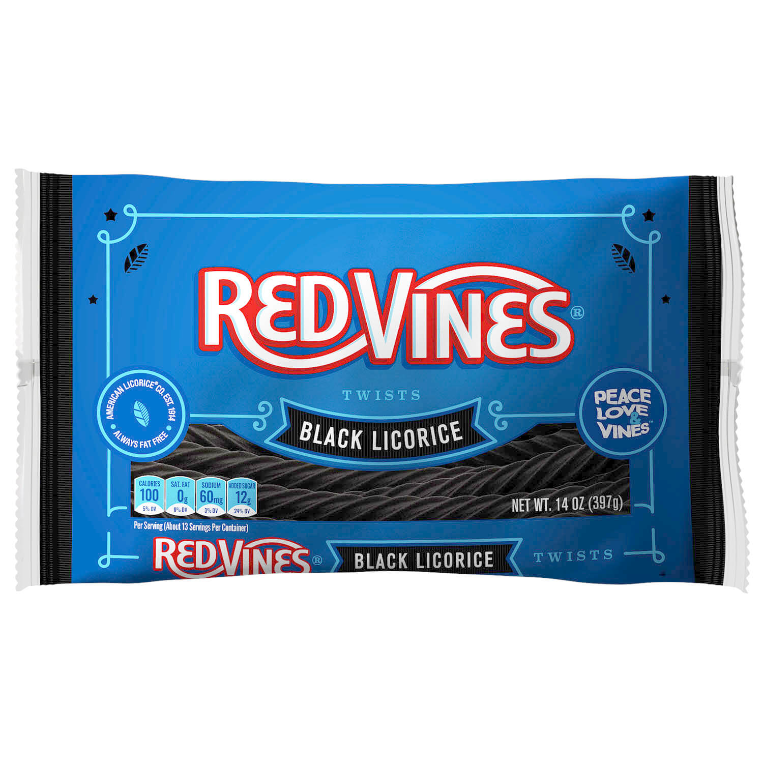 Red Vines Twists Black Licorice Candy, 14oz Family Size Bag
