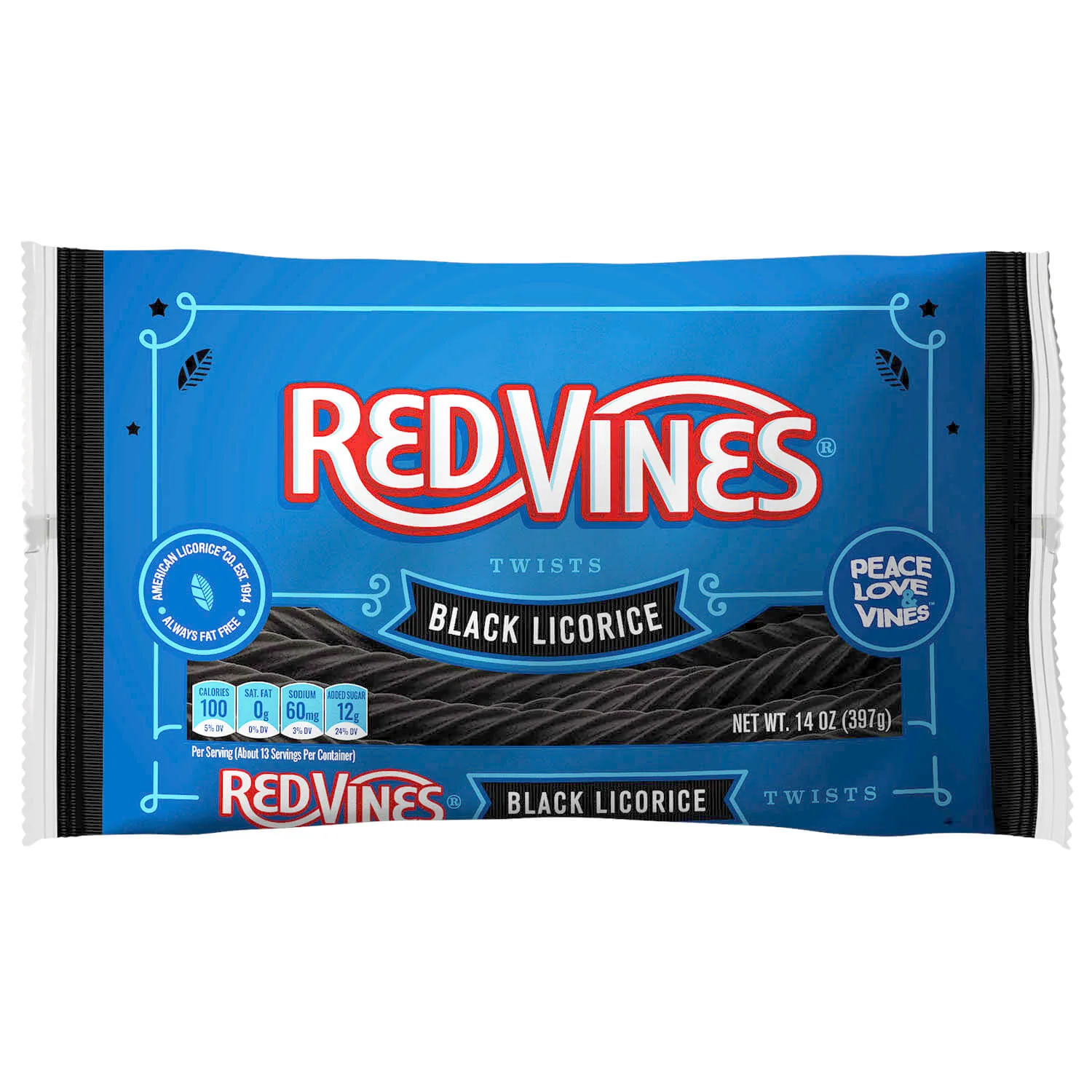 Red Vines Twists Black Licorice Candy, 14oz Family Size Bag