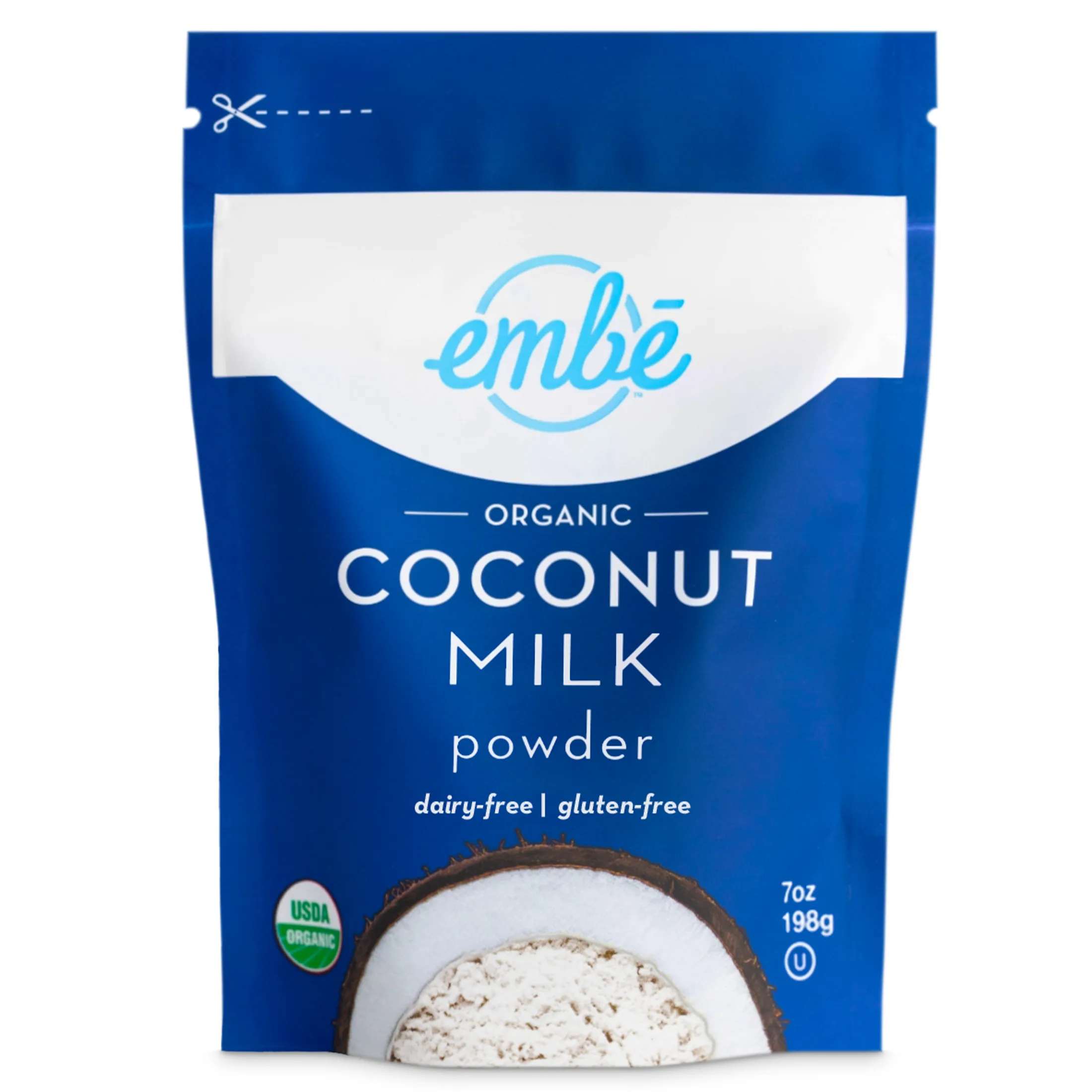 embe Organic Coconut Milk Powder, Dairy-Free & Gluten-Free, 7 oz. Pouch