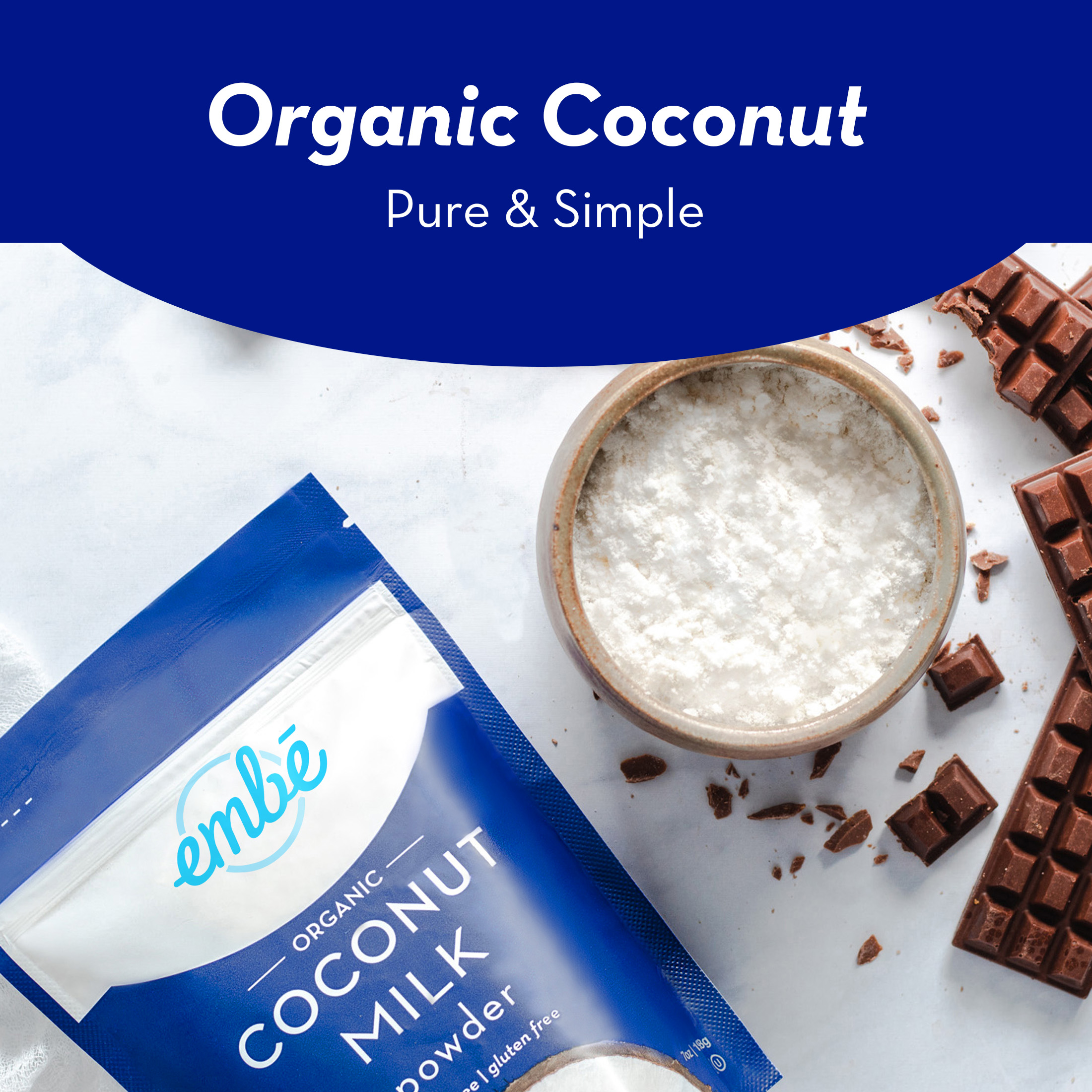 embe Organic Coconut Milk Powder, Dairy-Free & Gluten-Free, 7 oz. Pouch thumbnail 2