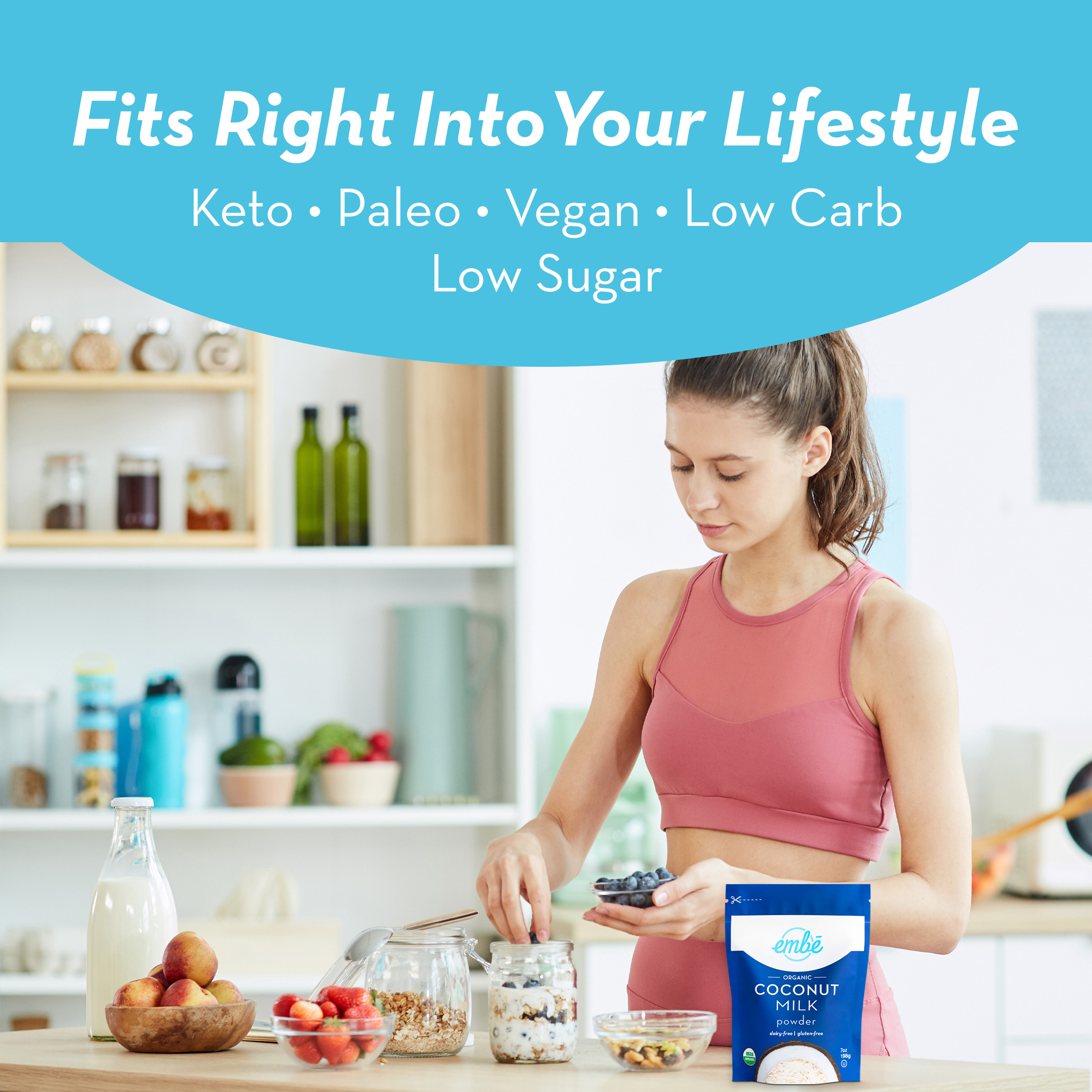 embe Organic Coconut Milk Powder, Dairy-Free & Gluten-Free, 7 oz. Pouch thumbnail 4