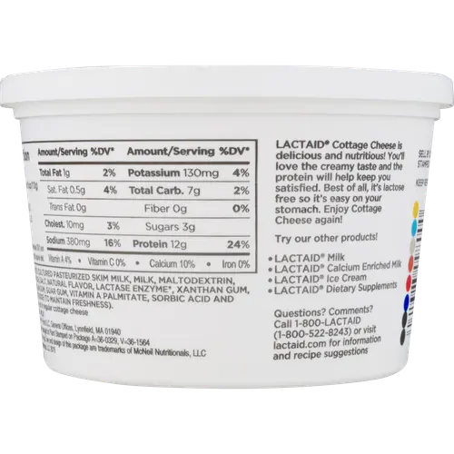 Lactaid Lactose Free Low-Fat Cottage Cheese, 16 Oz. thumbnail 2