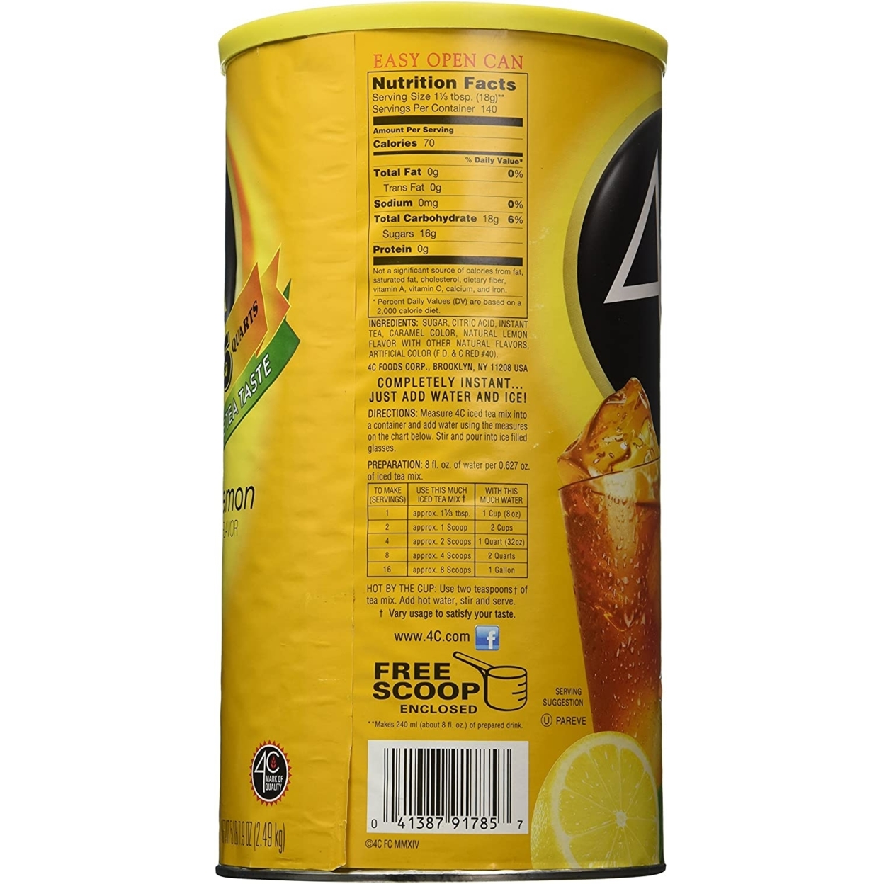 4C Lemon Iced Tea Mix, 5.49 Lb Bag thumbnail 2