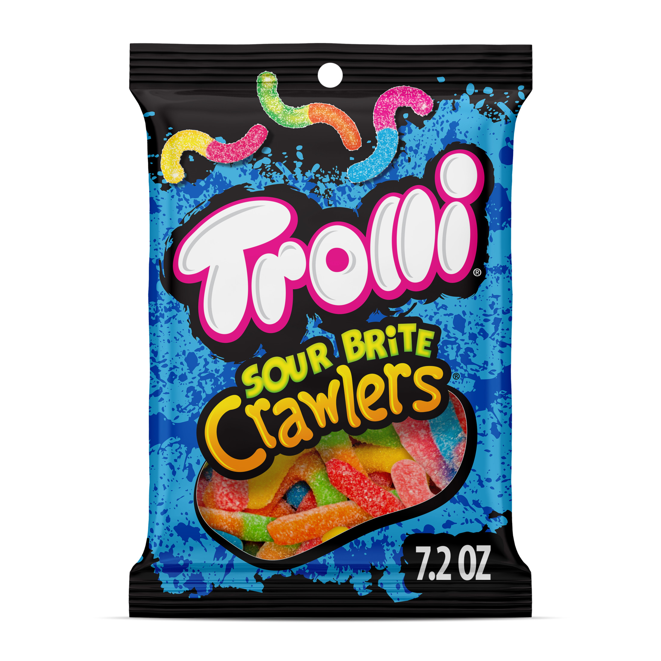 Trolli Sour Brite Crawlers, Candy, Cherry-Lemon, Strawberry-Grape & Orange-Lime, Sweet and Sour, Gummy Worms, 7.2 oz thumbnail 2