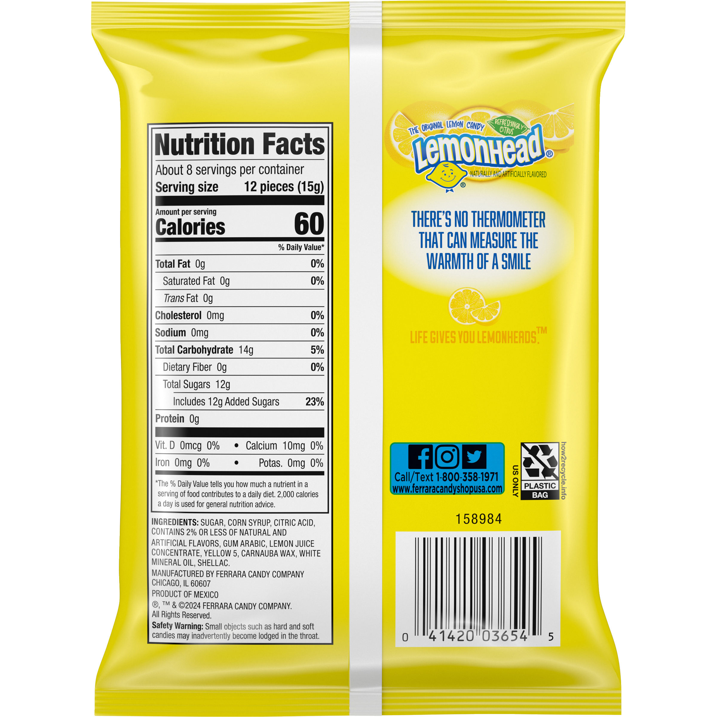 Lemonhead Lemon Candies 4.5 oz Bag thumbnail 2