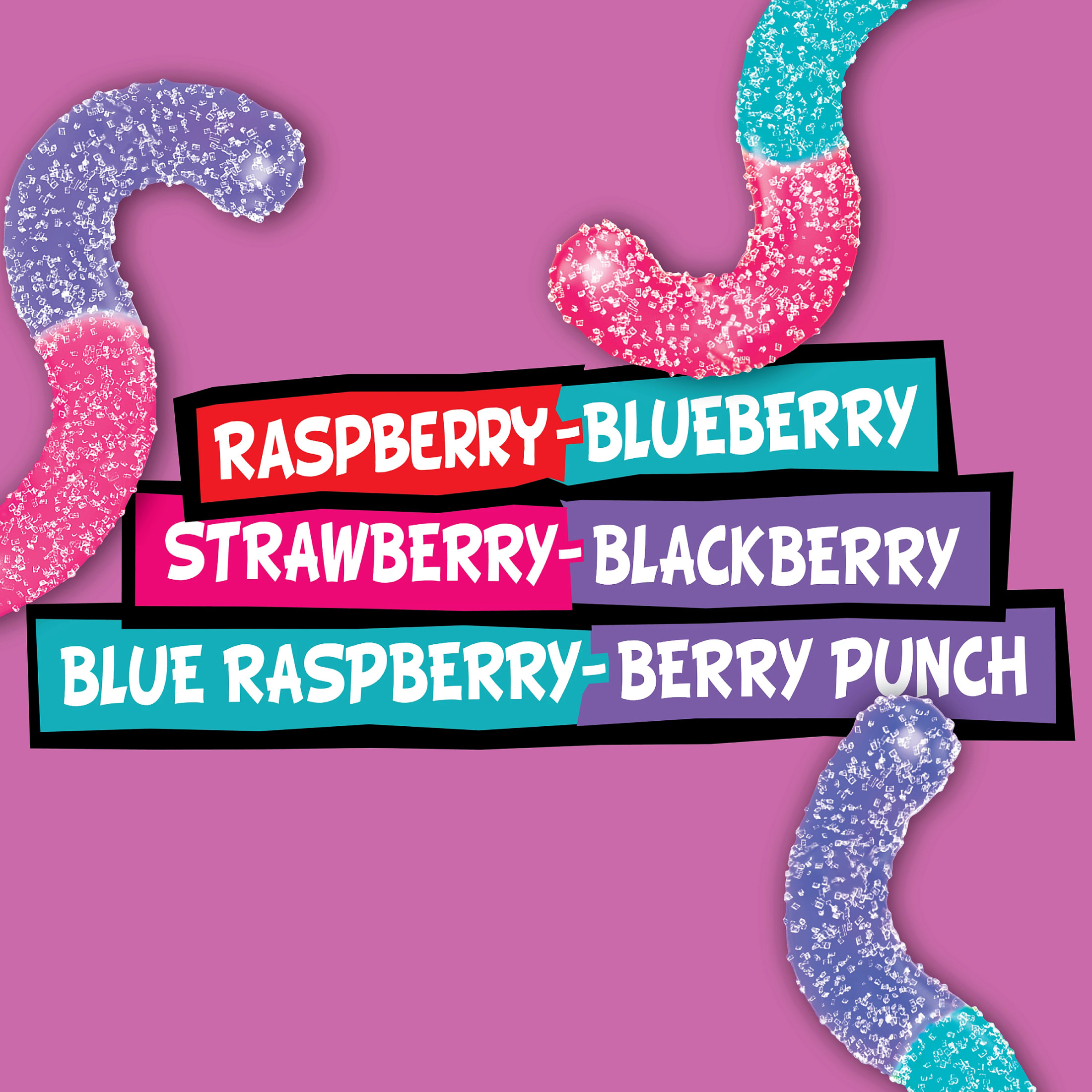 Trolli Sour Brite Crawlers, Candy, Very Berry, Sweet and Sour, Gummy Worms, 14 oz thumbnail 3