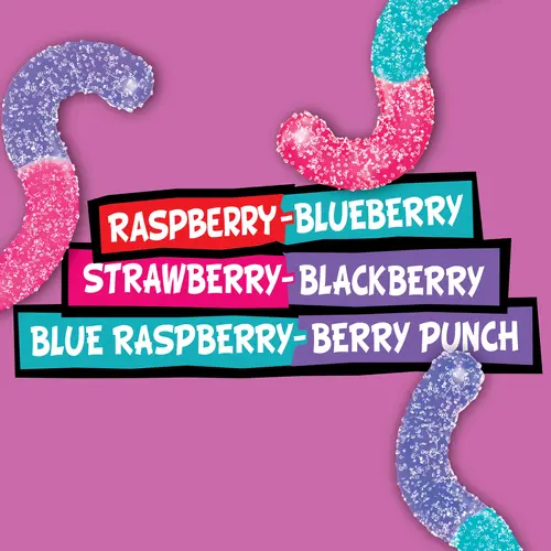 Trolli Sour Brite Crawlers, Candy, Very Berry, Sweet and Sour, Gummy Worms, 14 oz thumbnail 3