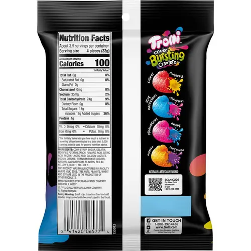 Trolli Sour Bursting Crawlers Gummy Candy, 4.25oz thumbnail 2