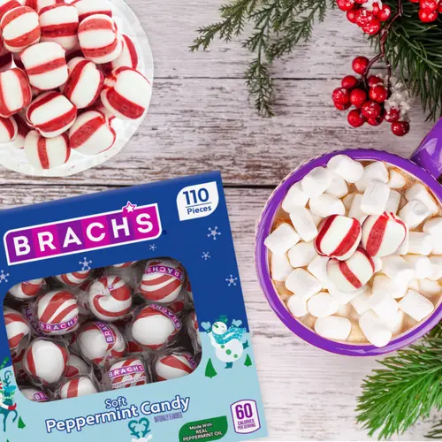 Brach's Holiday Soft Peppermint Candy Tub, Individually Wrapped Mints, 19oz, 110 Pieces thumbnail 3