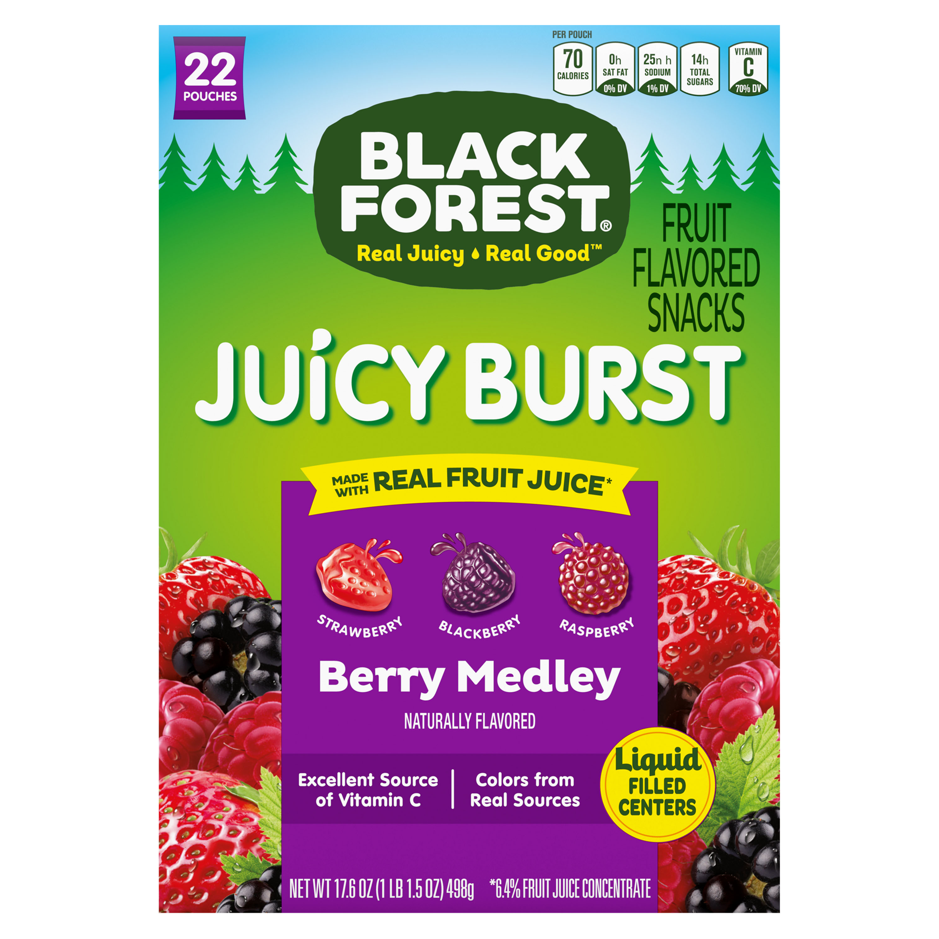 Black Forest Fruit Flavored Snacks Juicy Burst, Berry Medley, 17.6 oz Box, 22 Count thumbnail 2