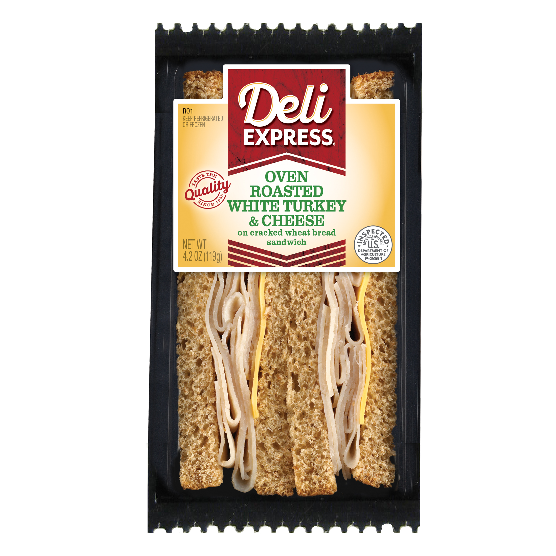 Deli Express Oven Roasted Turkey & Cheese Sandwich Wedge, 4.2 oz, 1 Count