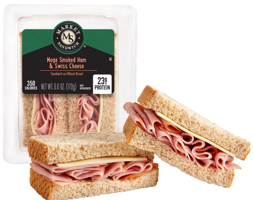 Market Sandwich Mega Meat Ham and Swiss Wedge Sandwich, 6 oz (Fresh)