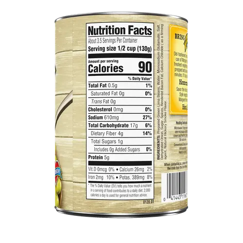 Margaret Holmes Seasoned Green Lima Beans, Canned Beans, 15 oz thumbnail 2