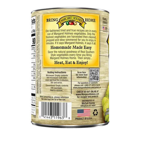 Margaret Holmes Seasoned Green Lima Beans, Canned Beans, 15 oz thumbnail 3