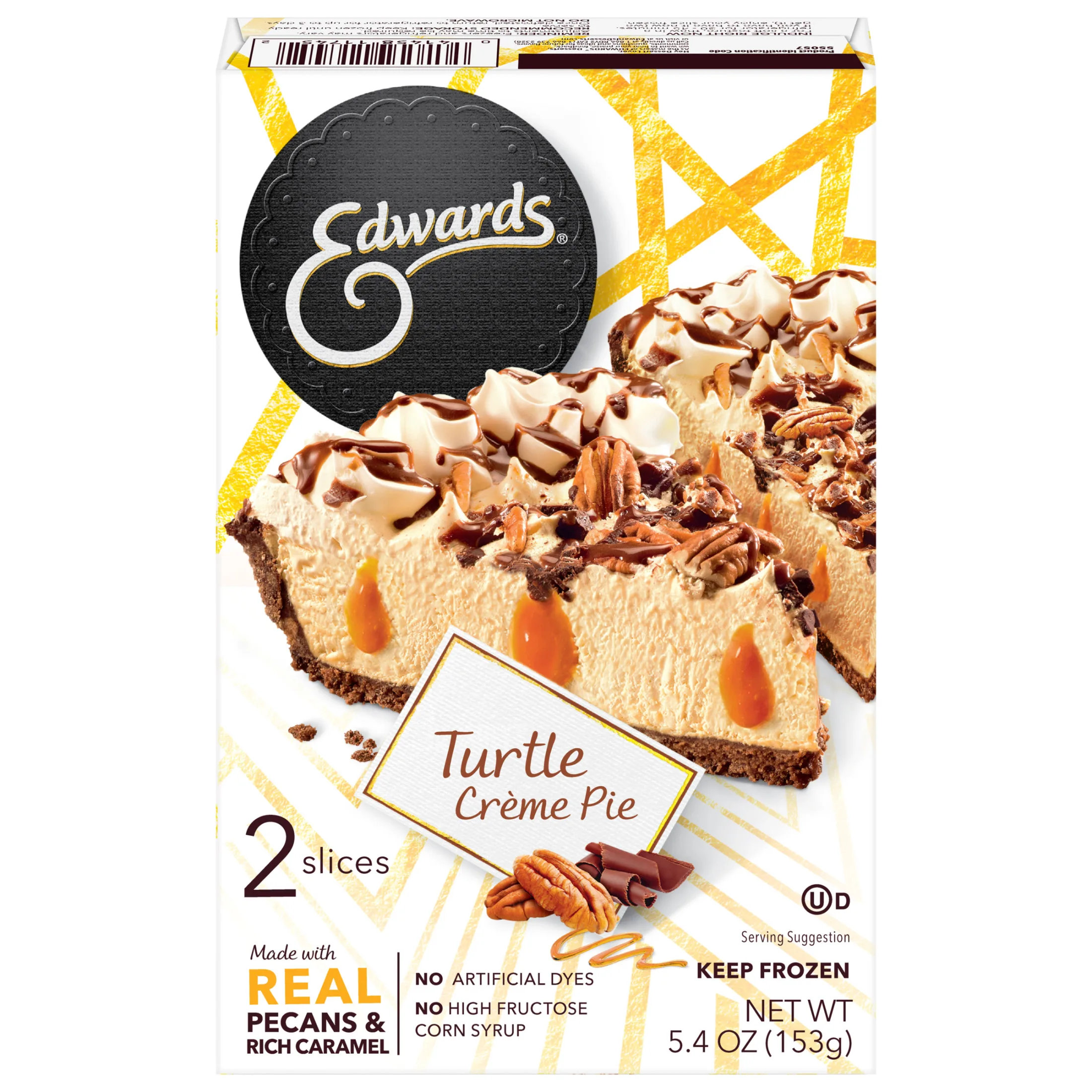 Edwards Singles Desserts Frozen Turtle Pie Slices, 5.41 oz 2 Pack