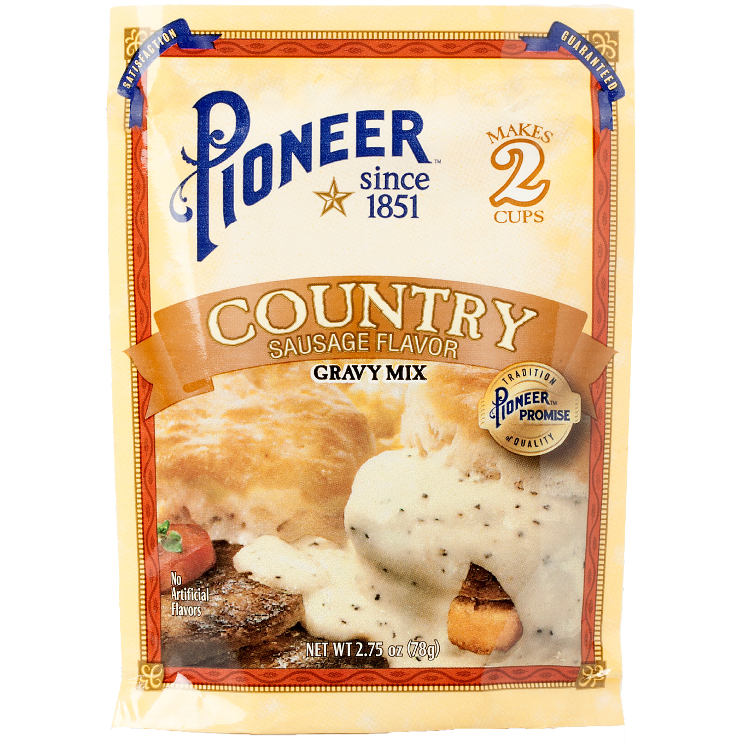Pioneer Country Sausage Gravy Mix, 2.75 oz - Makes 2 Cups - 8 Servings! Just add water!