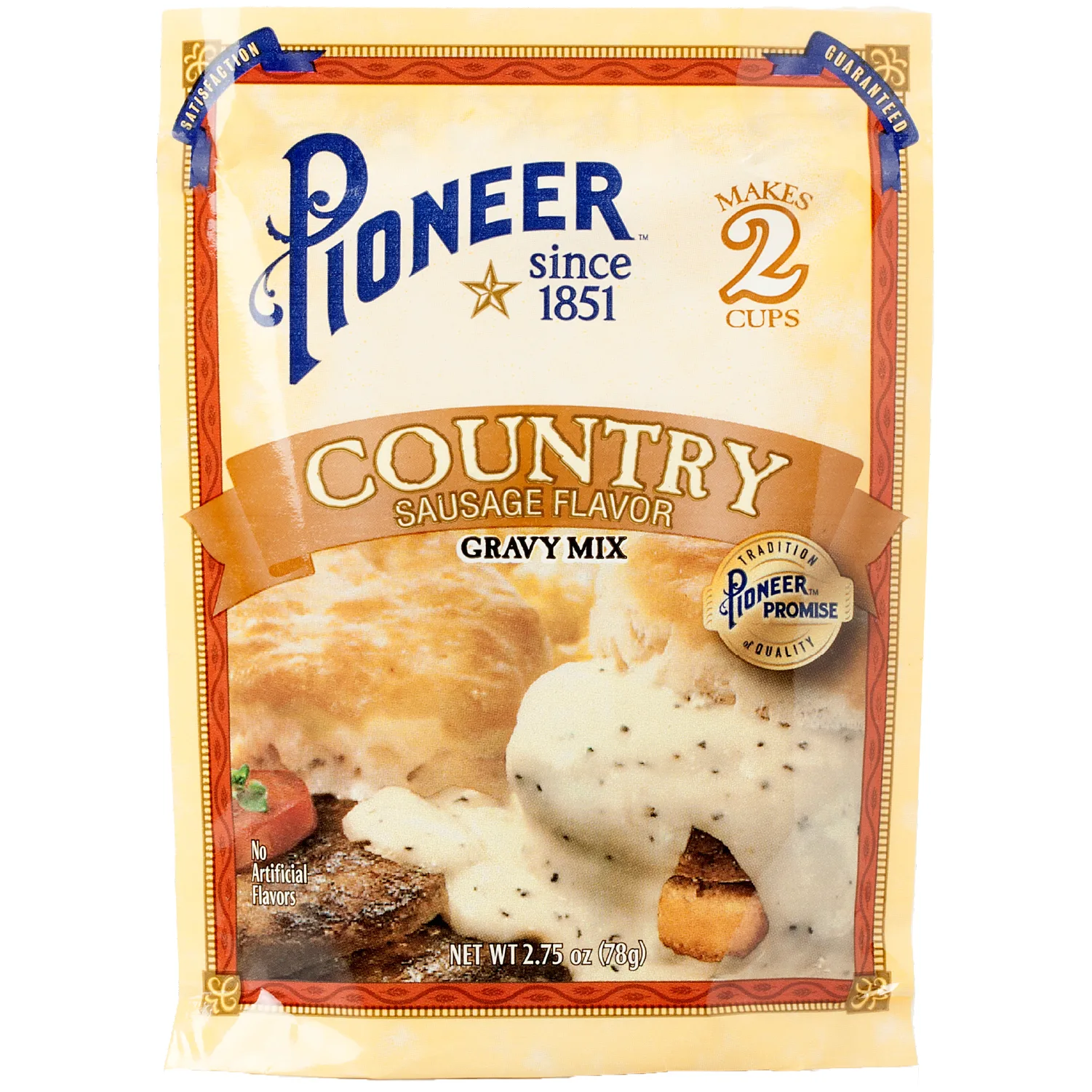 Pioneer Country Sausage Gravy Mix, 2.75 oz - Makes 2 Cups - 8 Servings! Just add water!