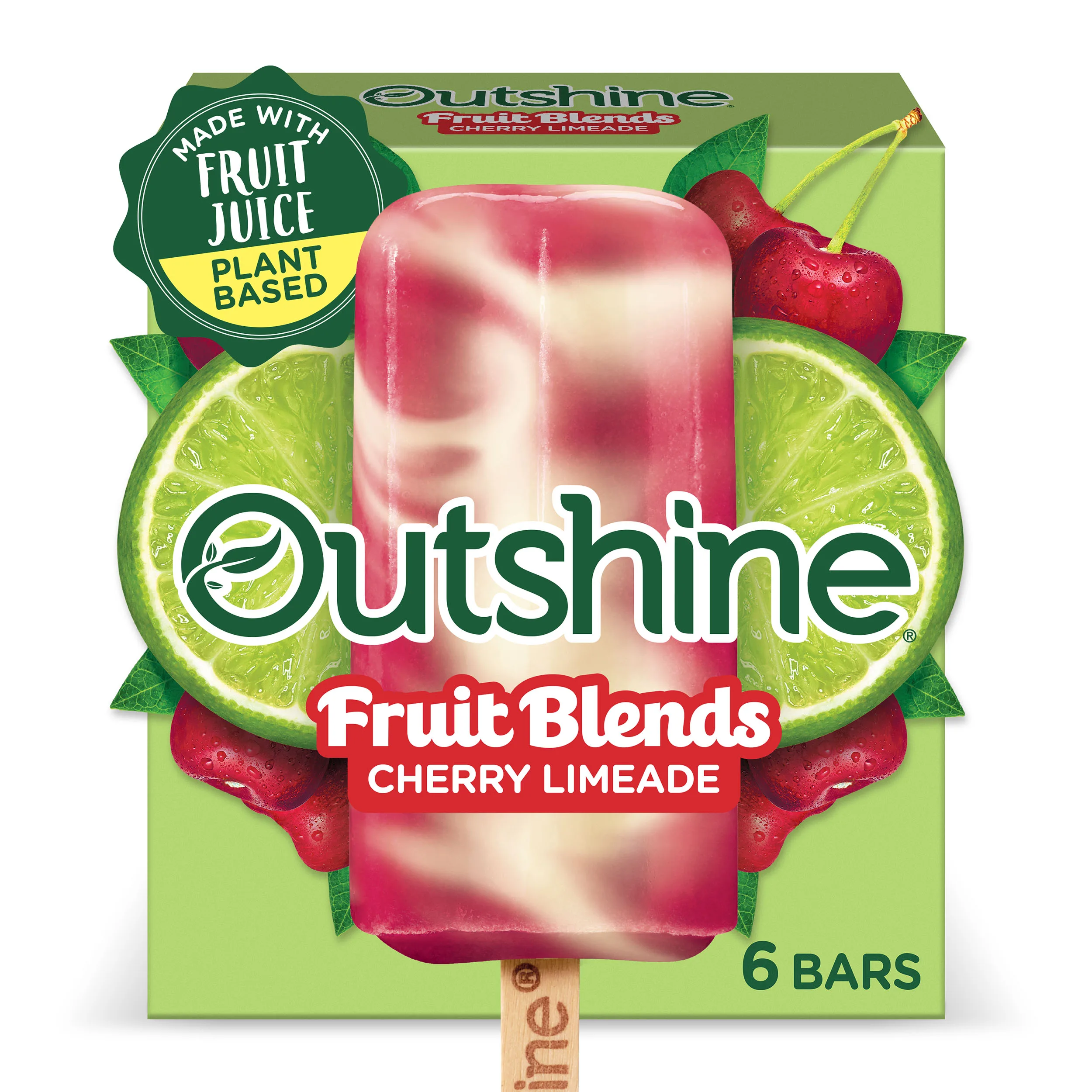 Outshine Cherry Limeade Fruit Blends Frozen Fruit Bars, 6 Count