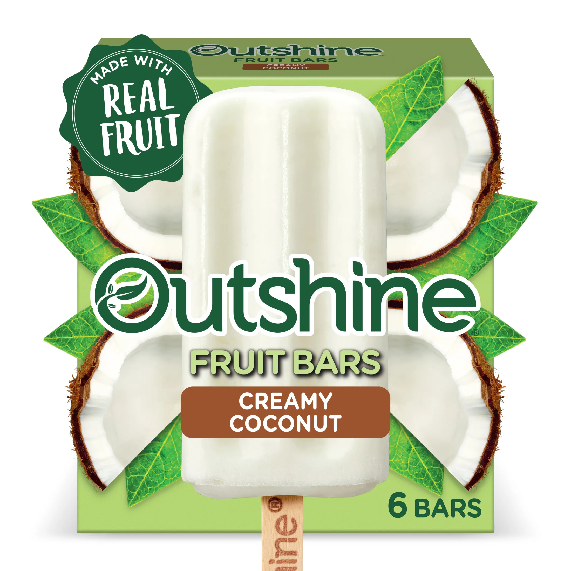 Outshine Creamy Coconut Frozen Fruit Bars,Non-GMO, Gluten Free, 6 Ct
