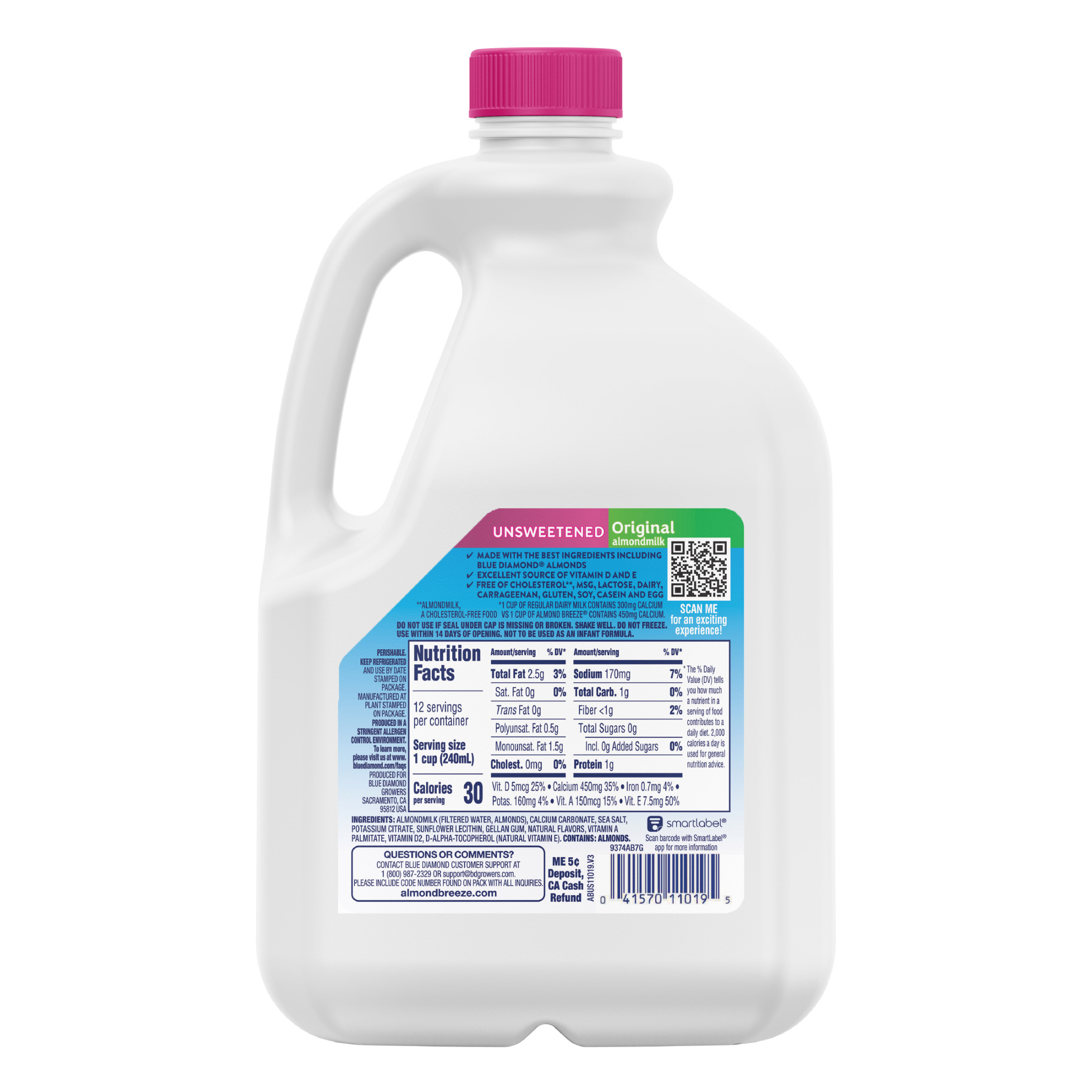 Almond Breeze Unsweetened Original Almond Milk, 96 oz thumbnail 4