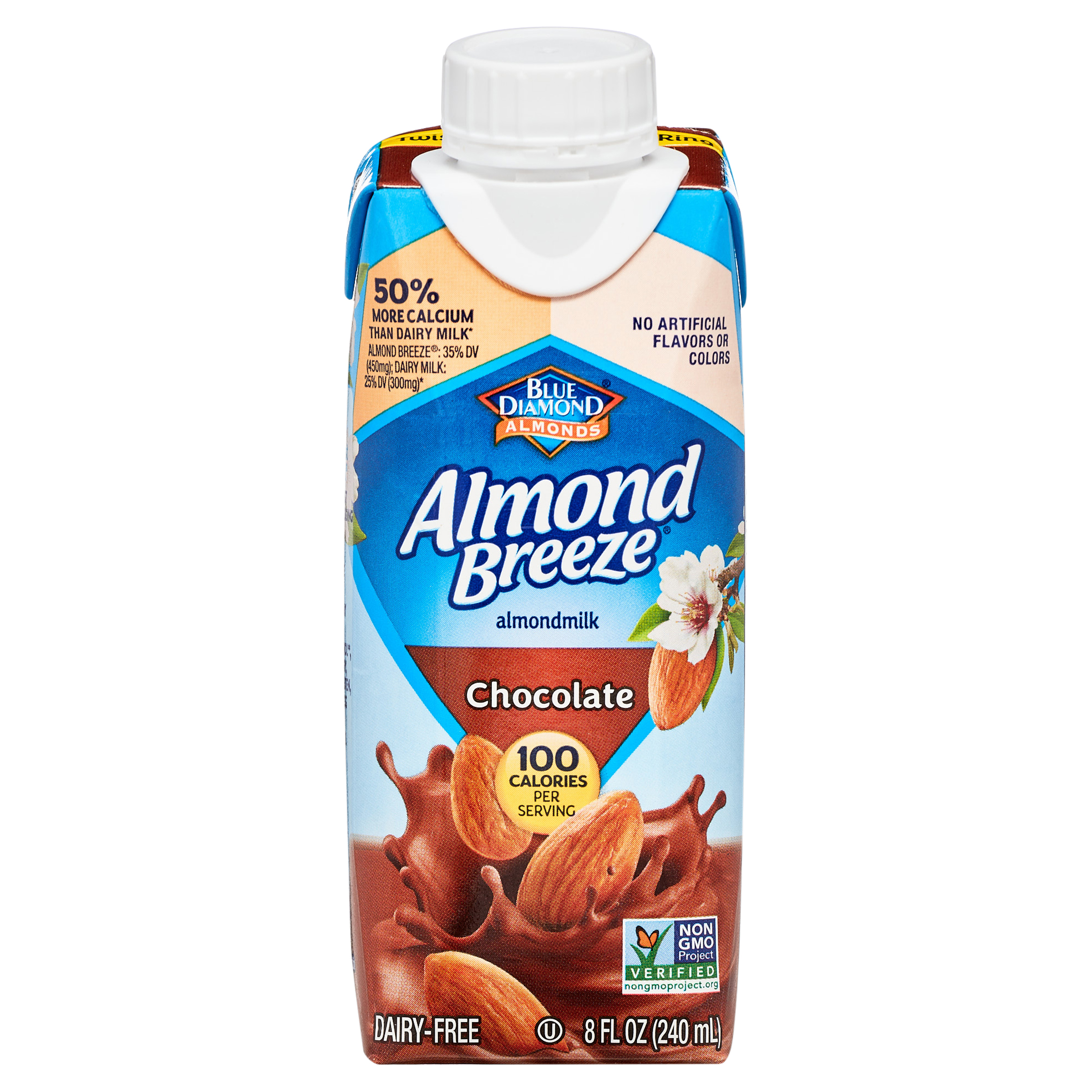 Almond Breeze Chocolate Almondmilk, Non GMO,  8 oz (Pack of 4), Shelf Stable, Cardboard Carton thumbnail 2
