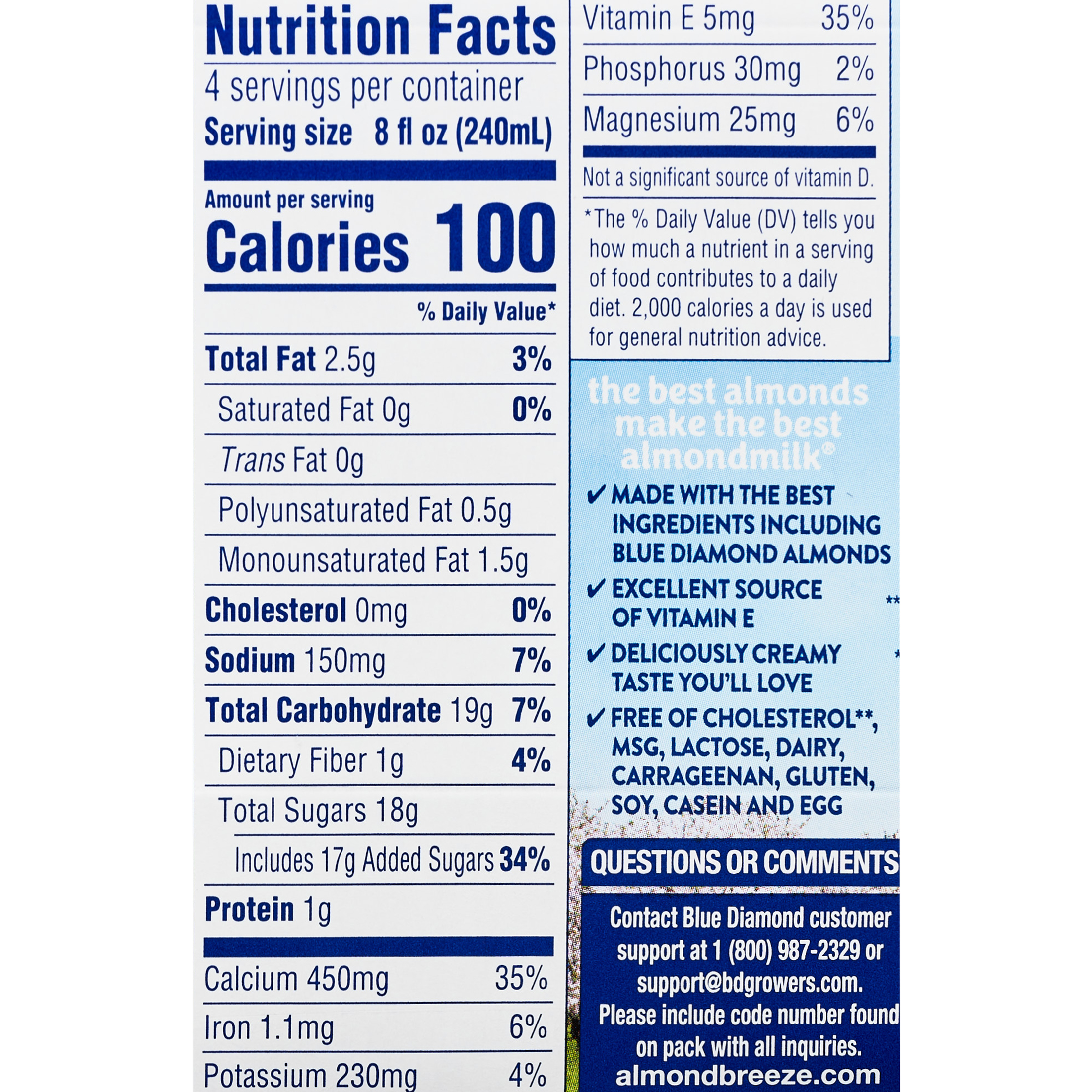 Almond Breeze Chocolate Almondmilk, Non GMO,  8 oz (Pack of 4), Shelf Stable, Cardboard Carton thumbnail 4