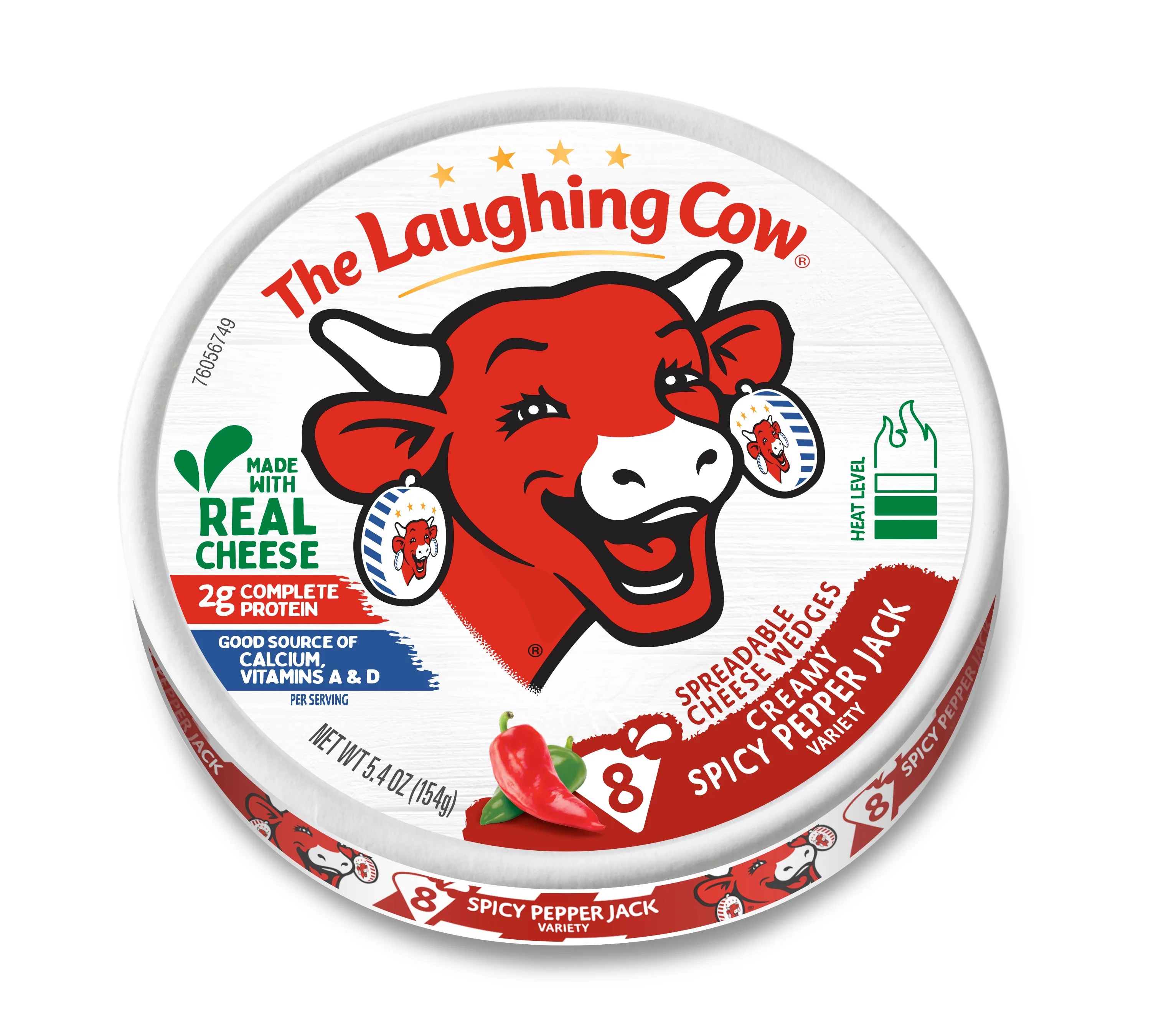 The Laughing Cow Creamy Spicy Pepper Jack Spreadable Cheese Wedge, 5.4 oz, Box, Refrigerated