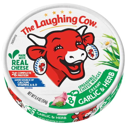 The Laughing Cow Garlic and Herb Spreadable Cheese Wedge, 5.4 oz Box. Refrigerated thumbnail 2
