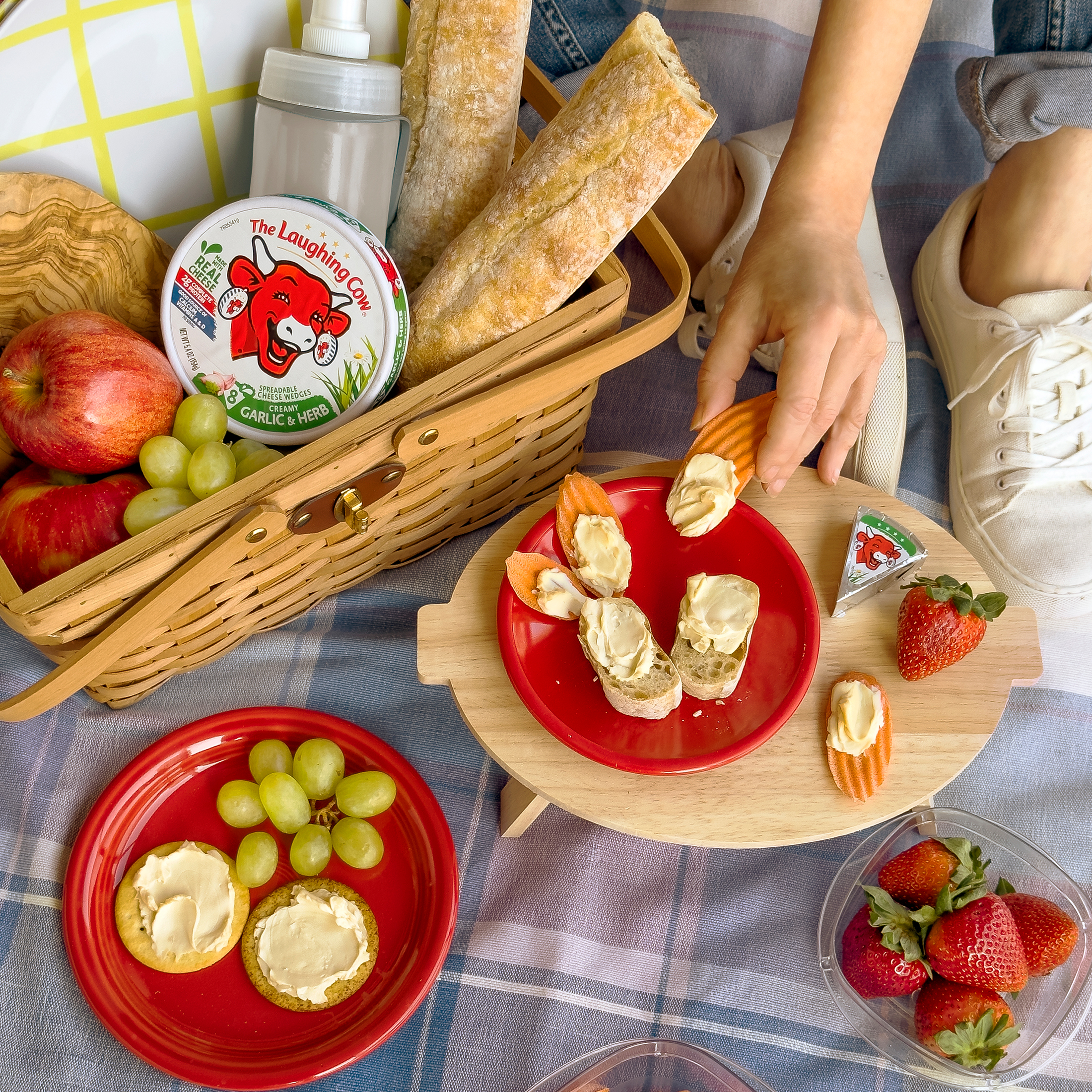 The Laughing Cow Garlic and Herb Spreadable Cheese Wedge, 5.4 oz Box. Refrigerated thumbnail 3